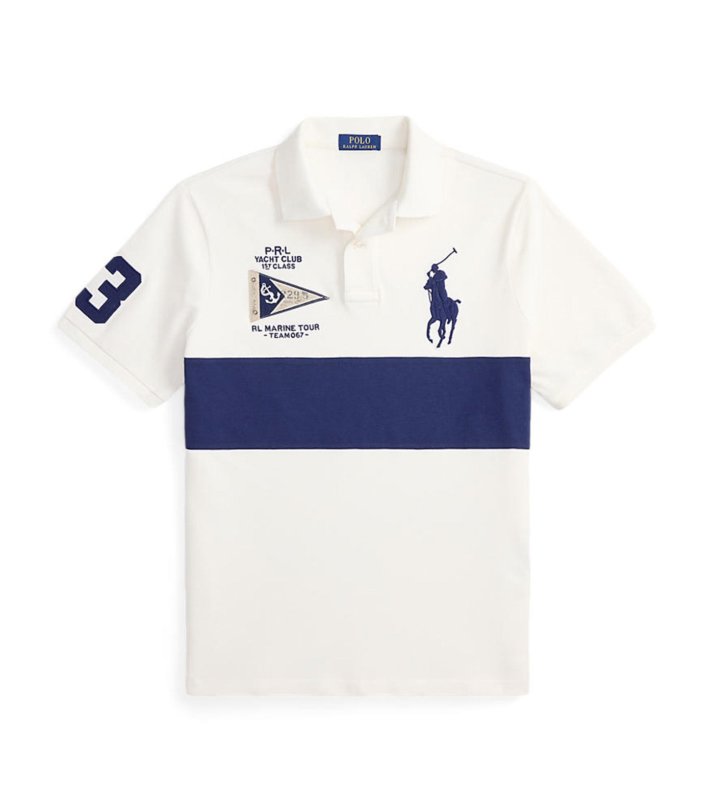 Men's Custom Slim Fit Big Pony Mesh Polo Shirt Natural