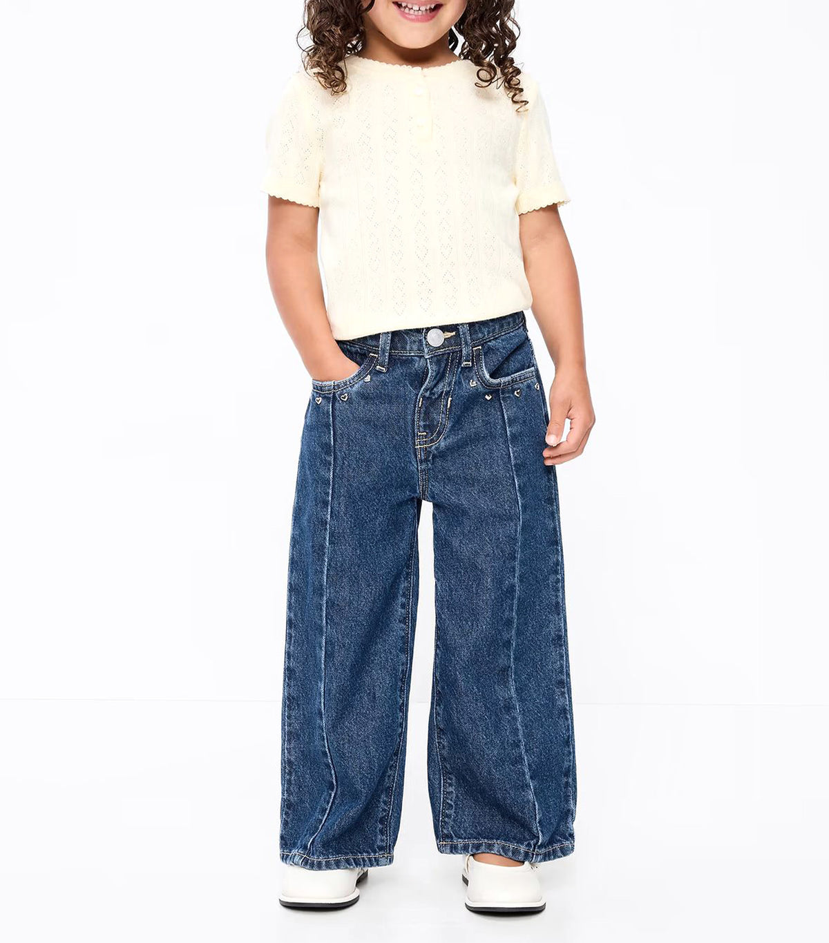 Super Baggy Wide-Leg Jeans for Toddler Girls Dark/Medium Wash