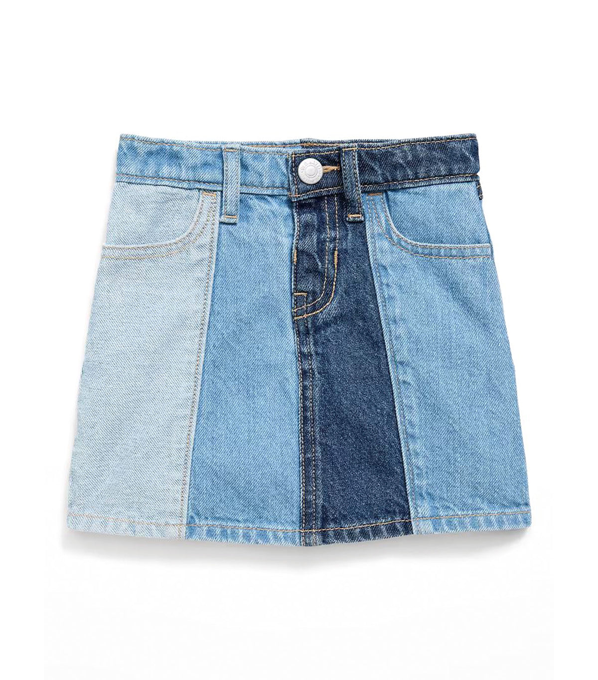 High-Waisted Pleated Jean Skirt for Toddler Girls Panels