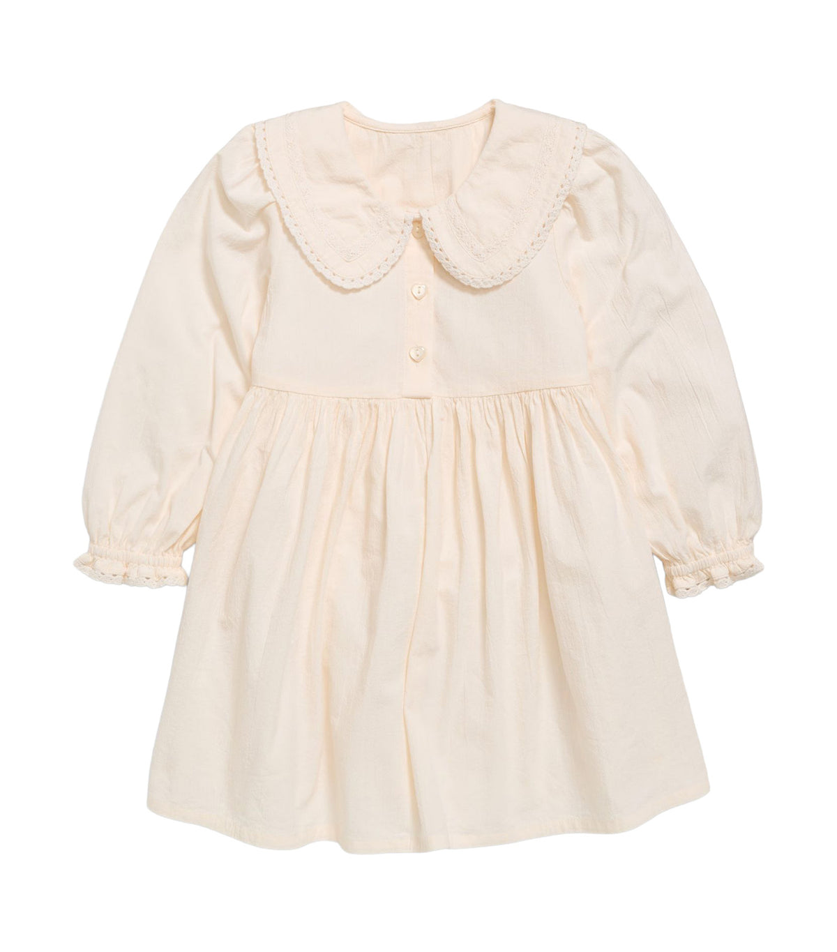 Long-Sleeve Collared Crinkled Dress for Toddler Girls Creme De La Creme