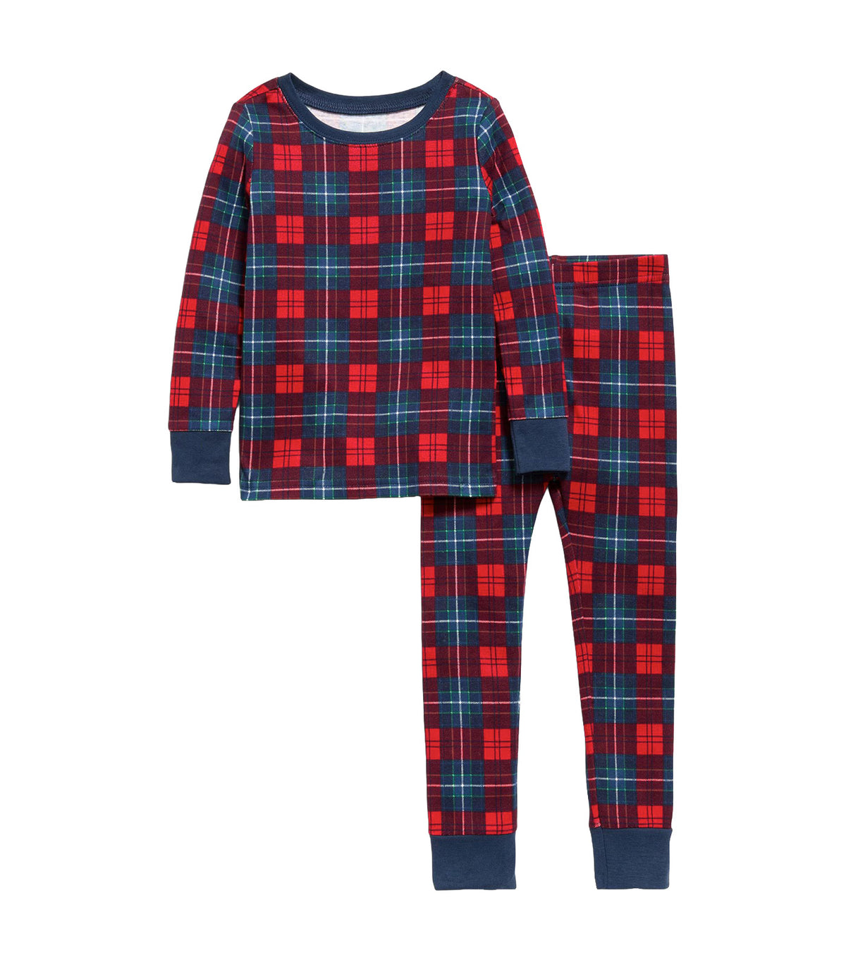 Printed Snug-Fit Pajama Set for Toddler & Baby Dark Red Plaid
