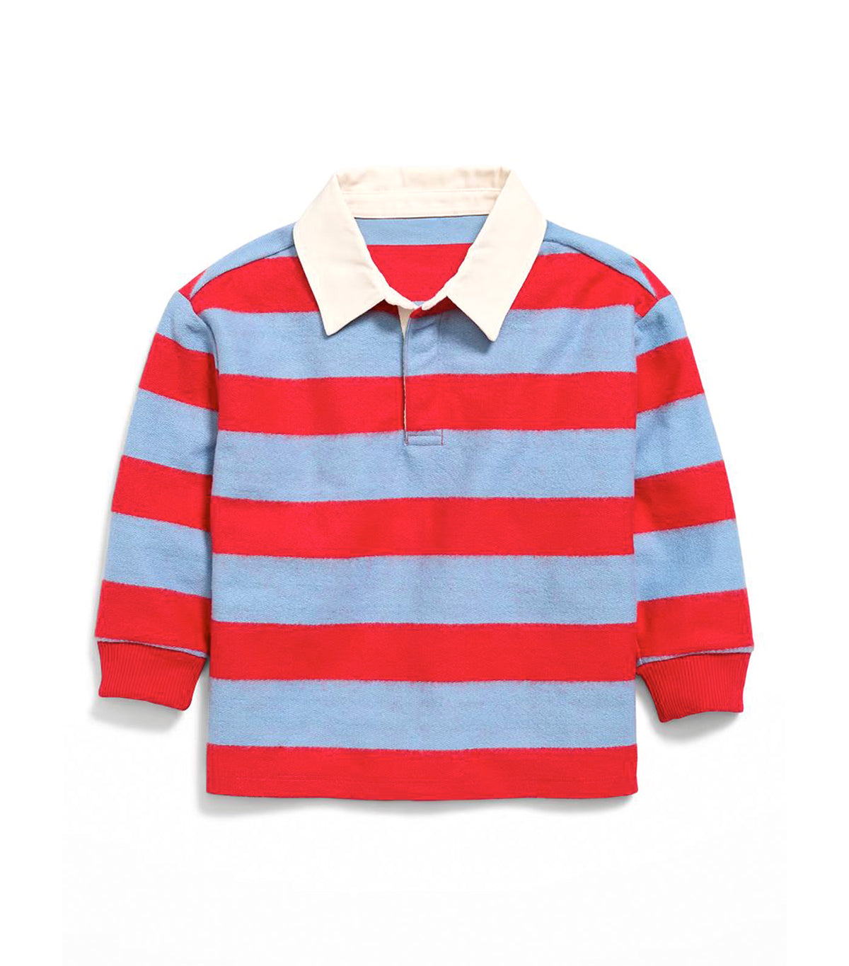 Oversized Long-Sleeve Rugby Shirt for Toddler Boys Red