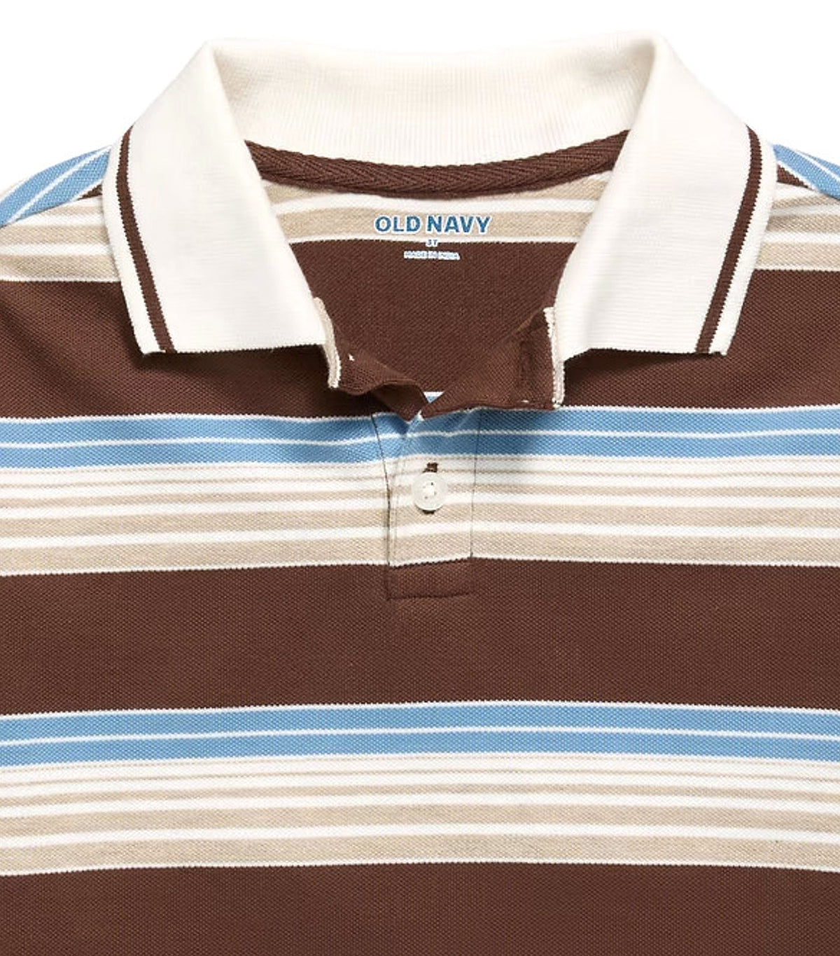Oversized Short-Sleeve Striped Pique Polo Shirt for Toddler Boys Espresso Bark