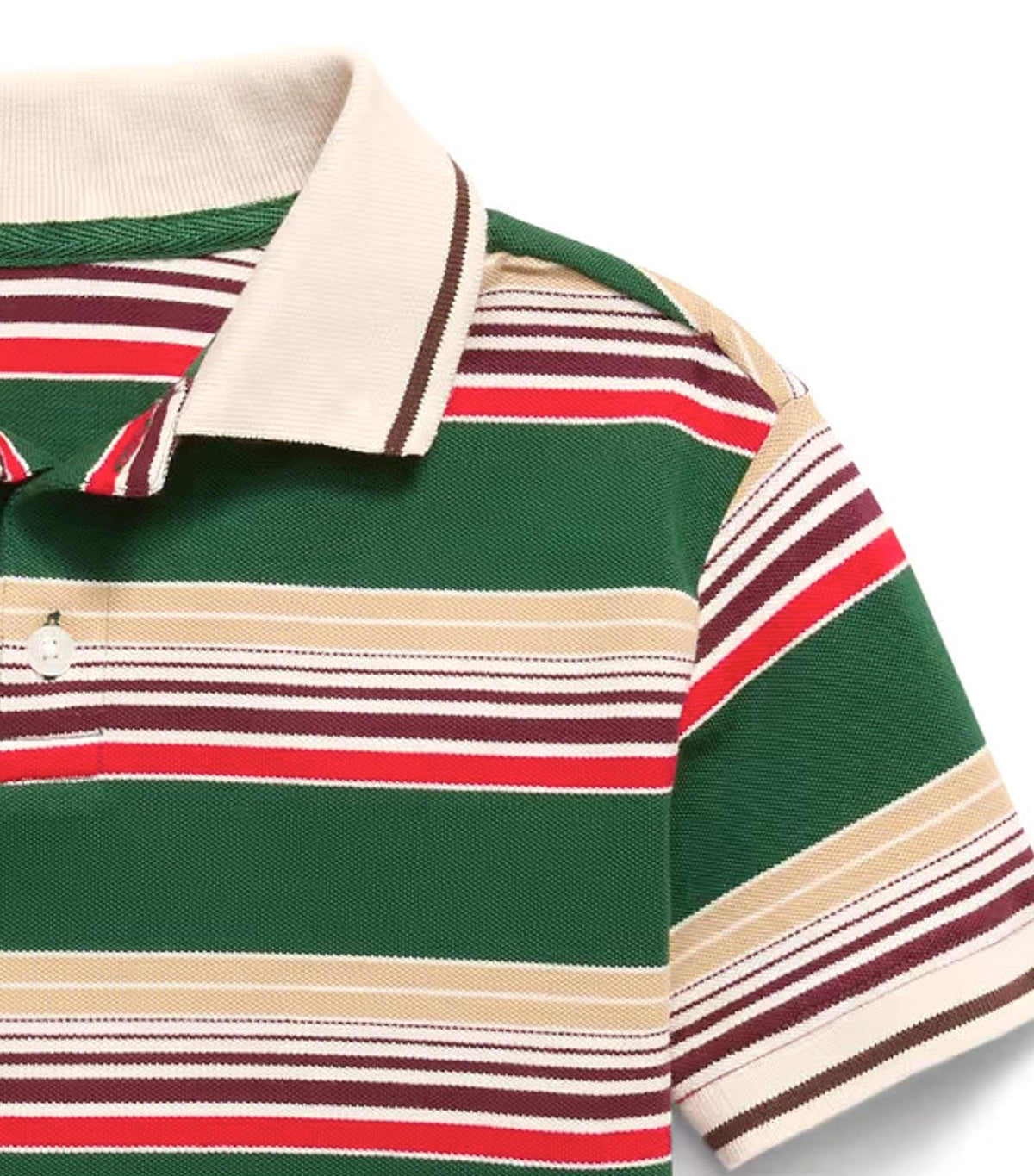 Oversized Short-Sleeve Striped Pique Polo Shirt for Toddler Boys Field of Greens