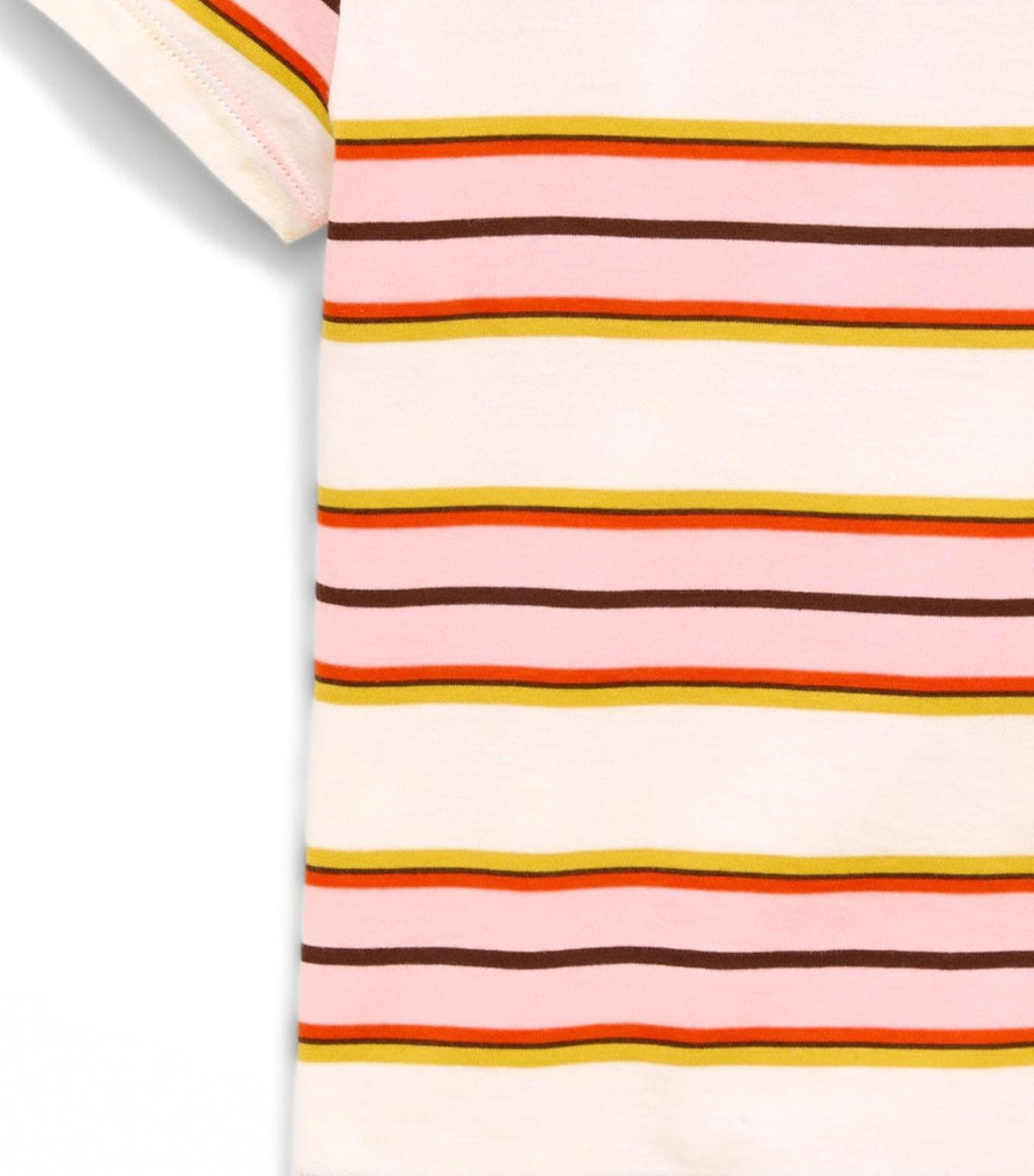 Fitted Short-Sleeve T-Shirt for Girls Brown/Pink Stripe
