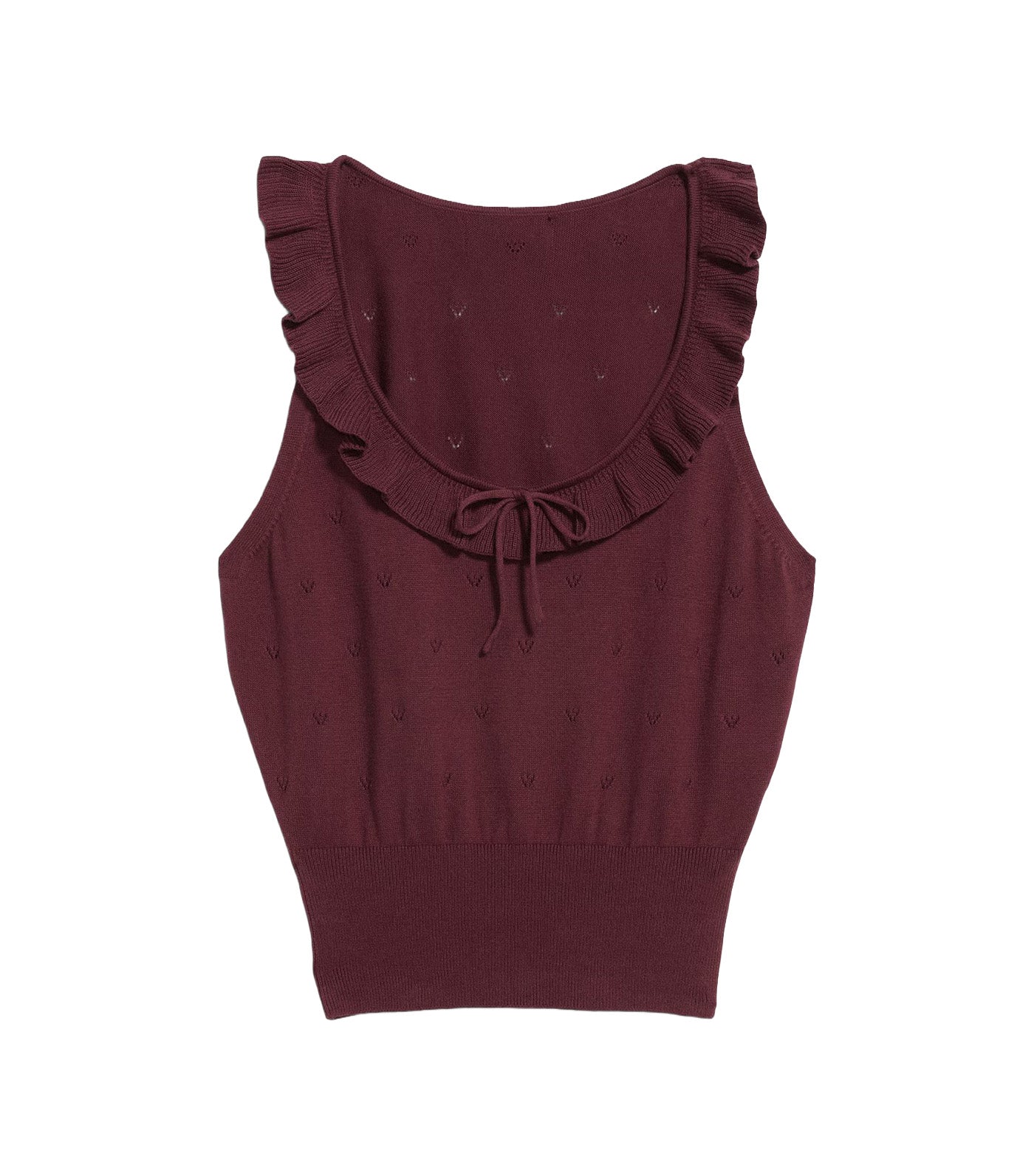 SoSoft Cotton Tie-Front Pointelle Tank Top Wine Tasting