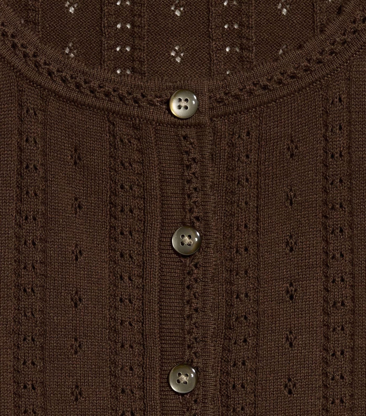 Seaside Cotton Short-Sleeve Button-Down Sweater Earthen