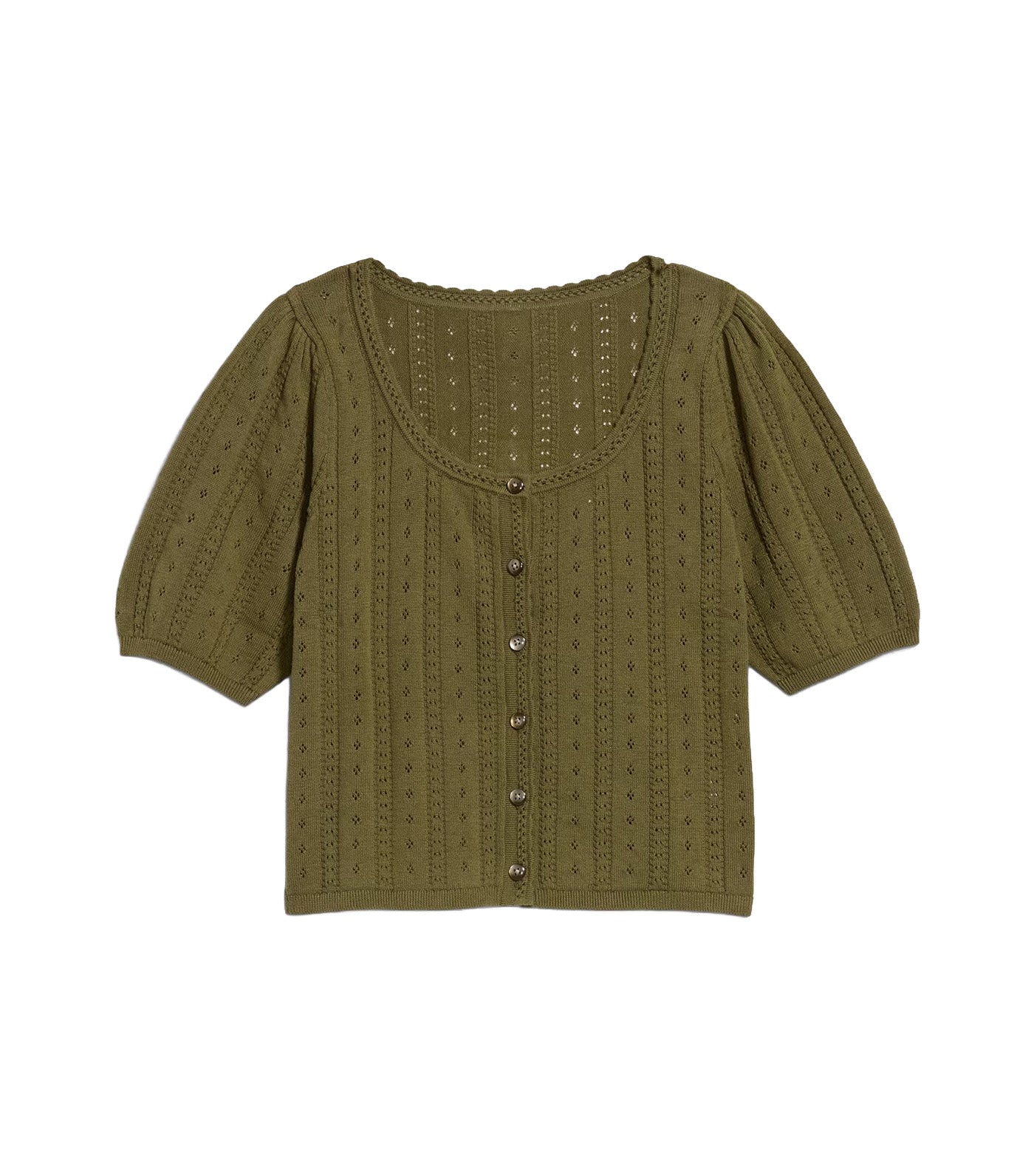 Seaside Cotton Short-Sleeve Button-Down Sweater Hearthwood
