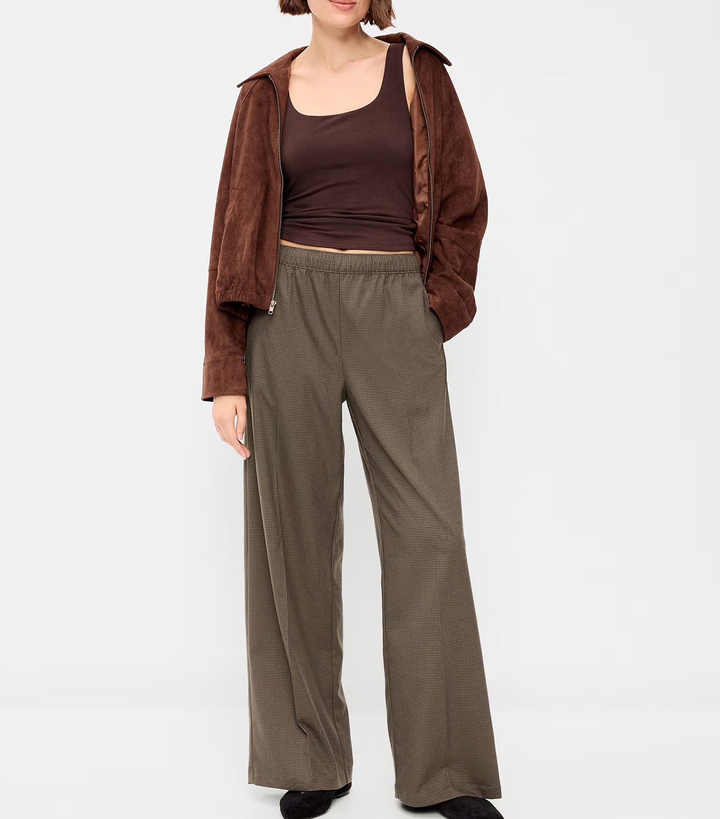 High-Waisted Wide-Leg Trouser Surface Brown