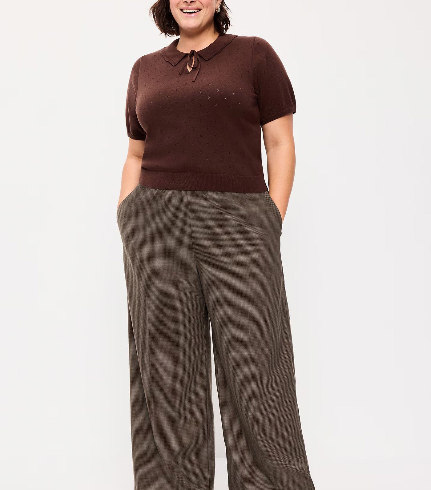 High-Waisted Wide-Leg Trouser Surface Brown