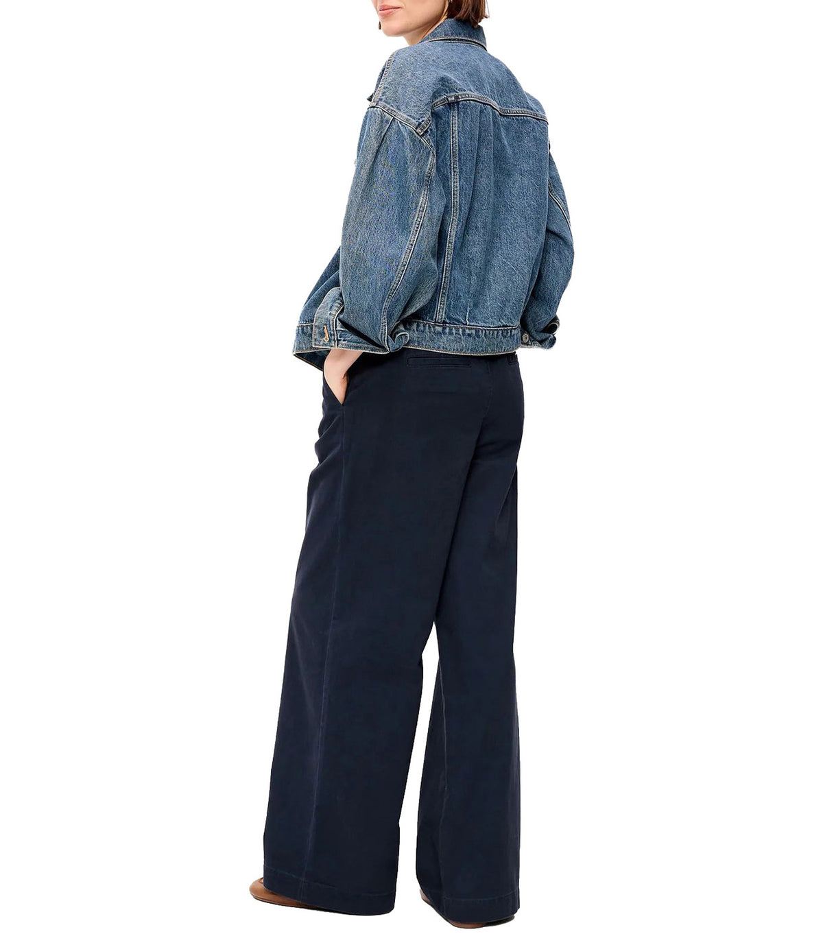 Mid-Rise Pleated Wide-Leg Pants Navy Captain