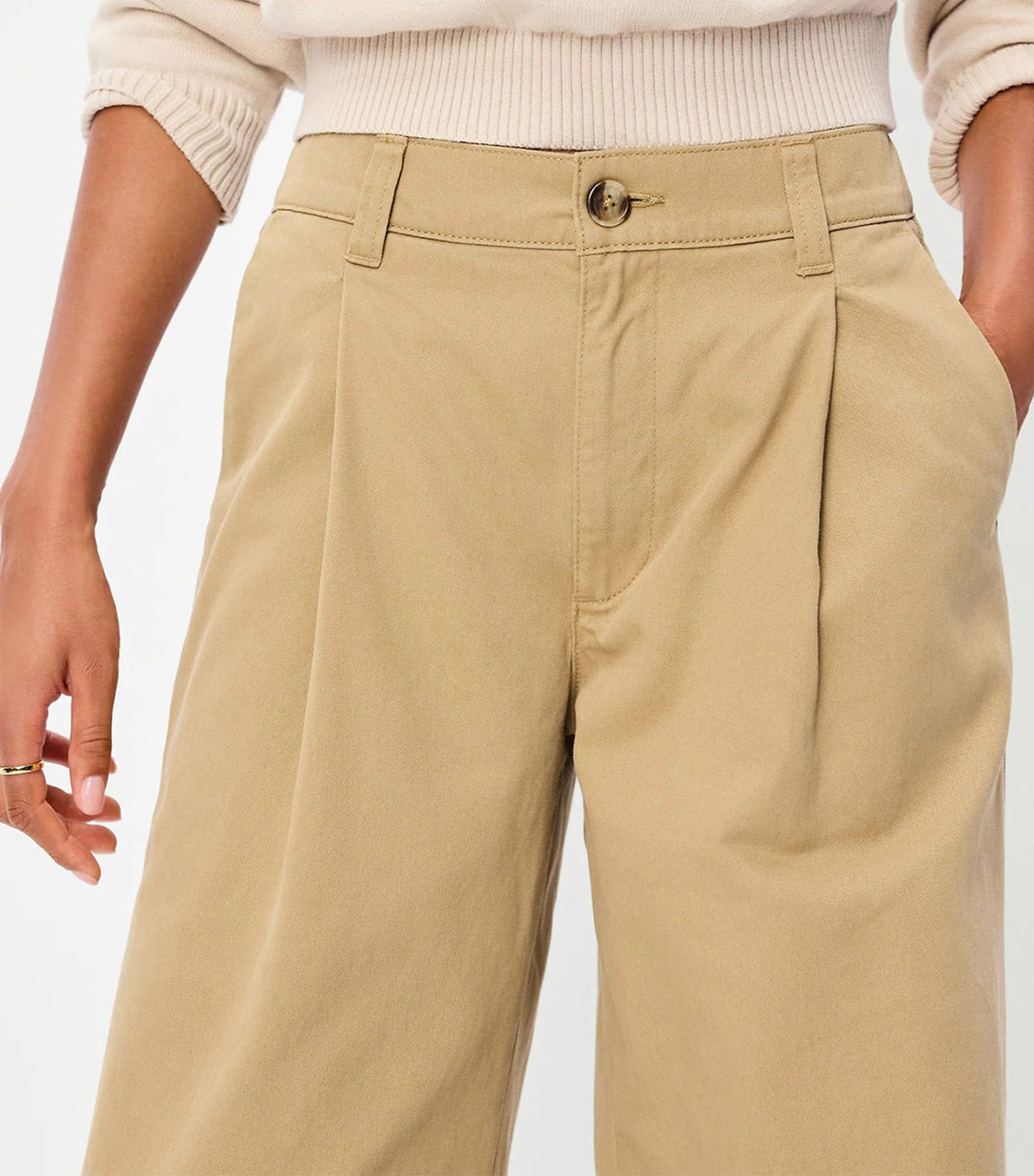Mid-Rise Pleated Wide-Leg Pants Teakwood
