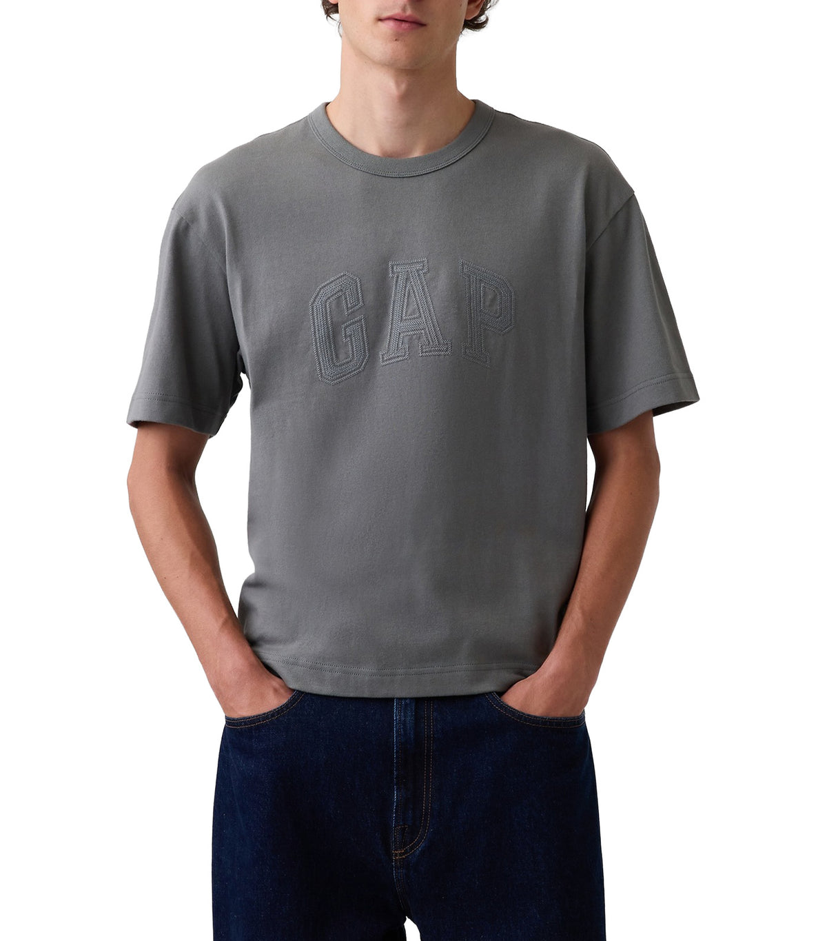Heavyweight Relaxed Logo Crop T-Shirt Castor Gray
