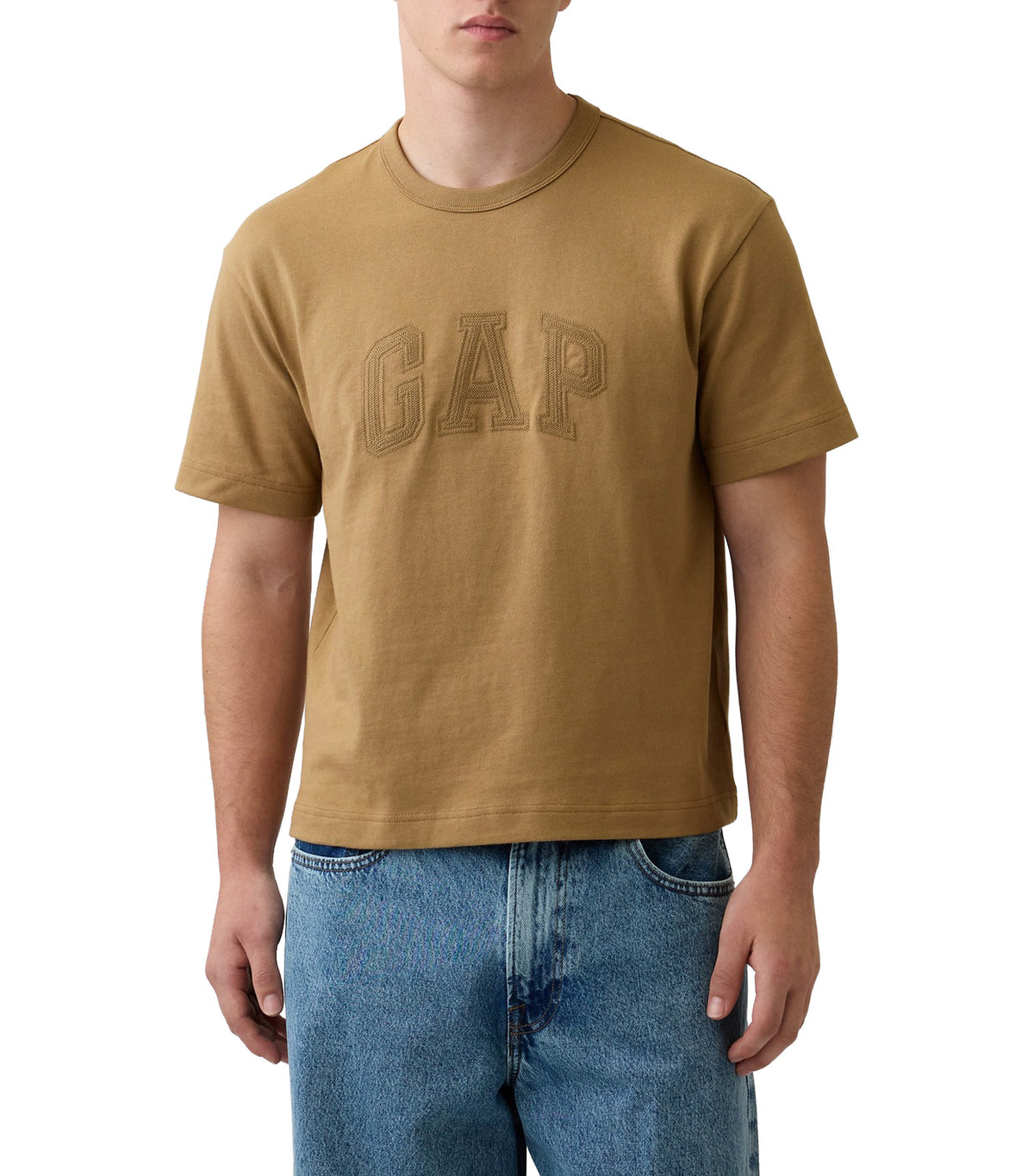 Heavyweight Relaxed Logo Crop T-Shirt Mission Tan