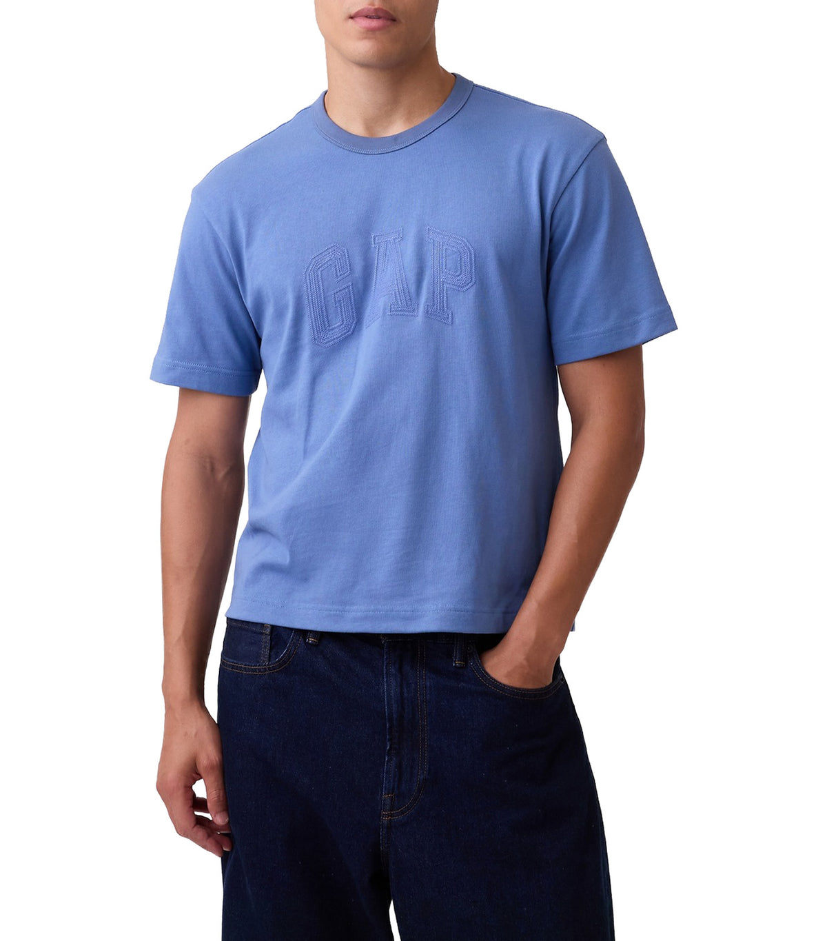 Heavyweight Relaxed Logo Crop T-Shirt Bainbridge Blue