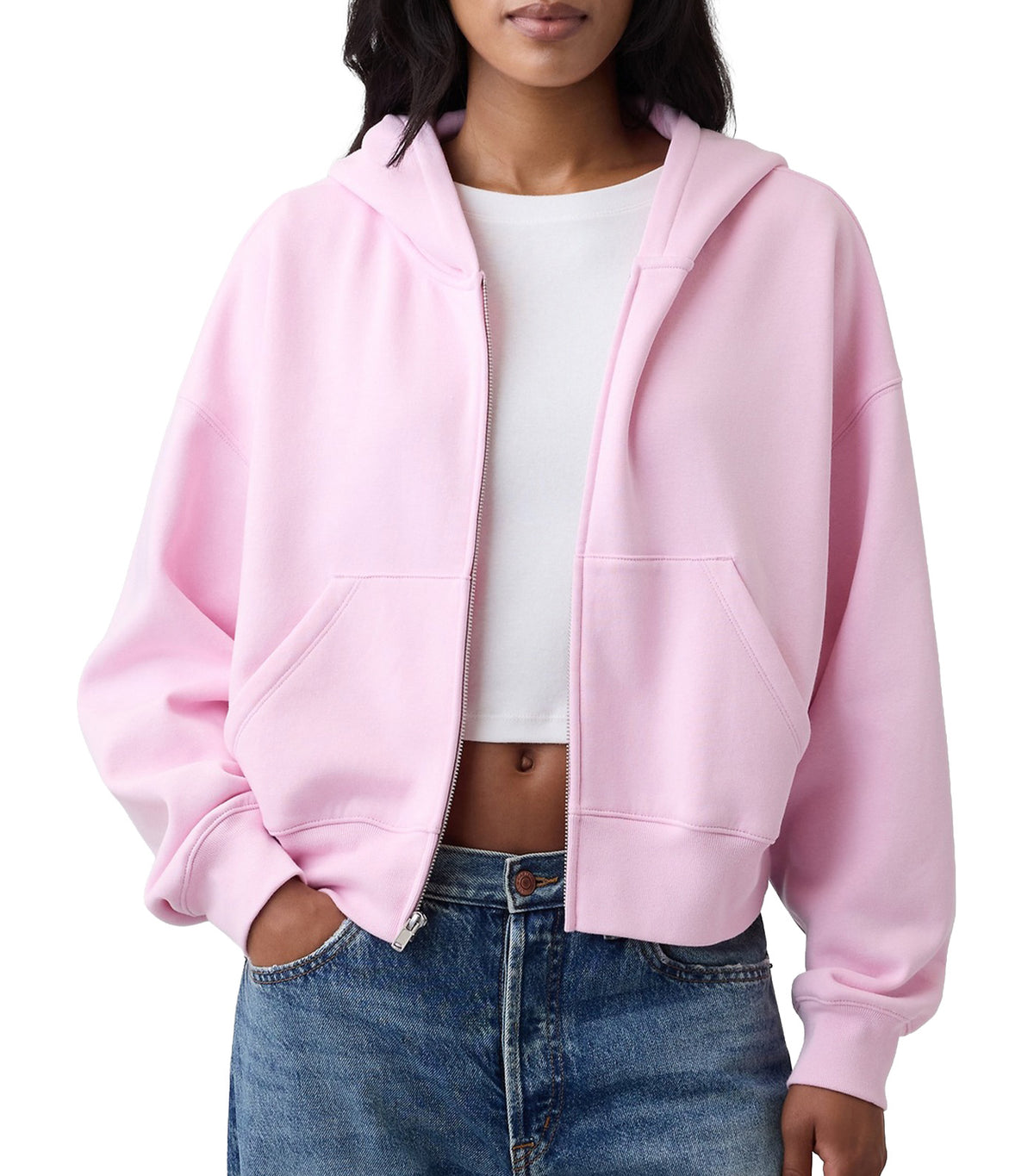 VintageSoft Wedge Zip Hoodie Light Pink