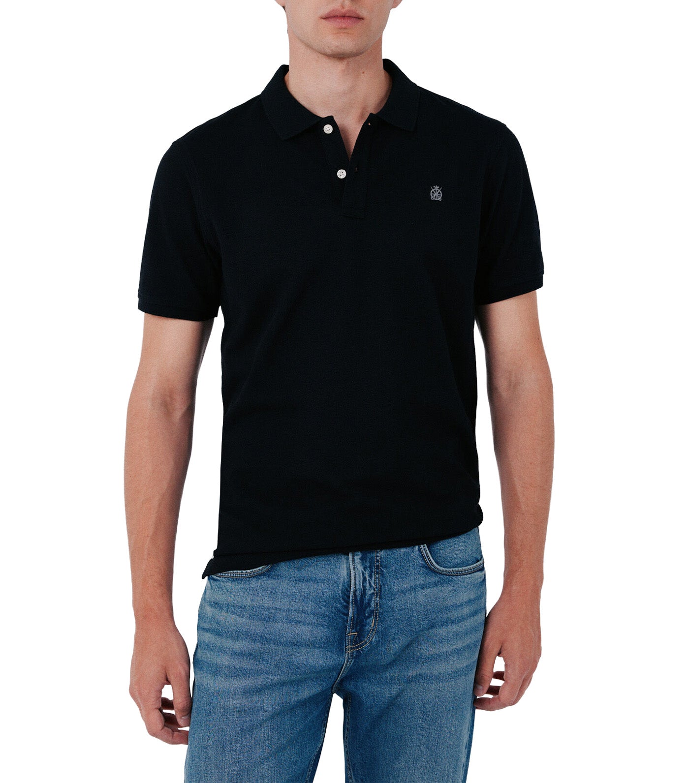 Pique Slim Polo Shirt Black