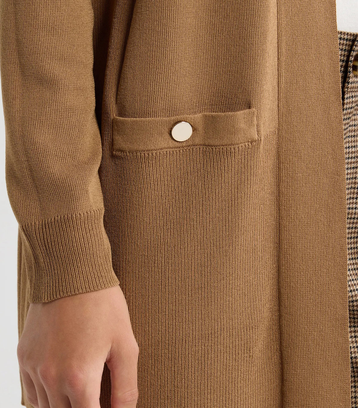 Pacifica Open Neck Long Sleeve Cardigan Sweater Vicuna