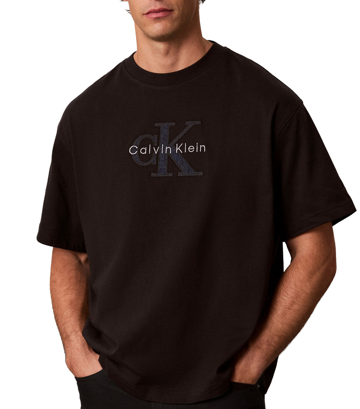 Relaxed Denim Monologo Graphic Tee Black