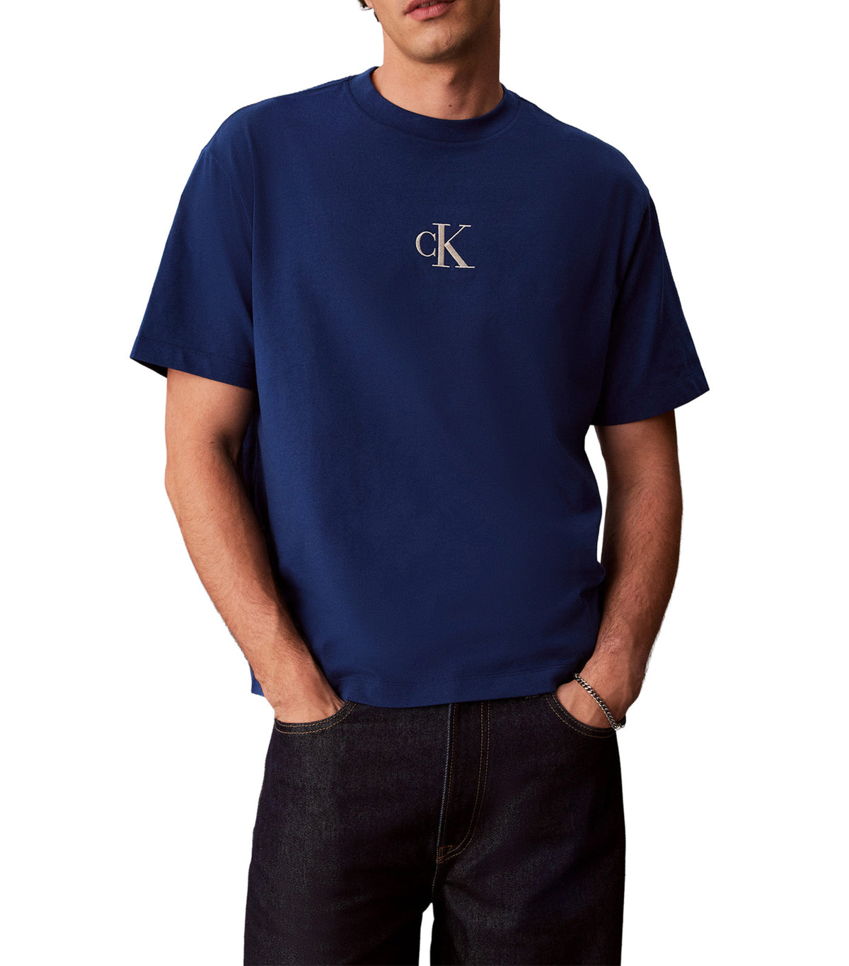 Oversized Overlay Back Graphic Tee Estate Blue