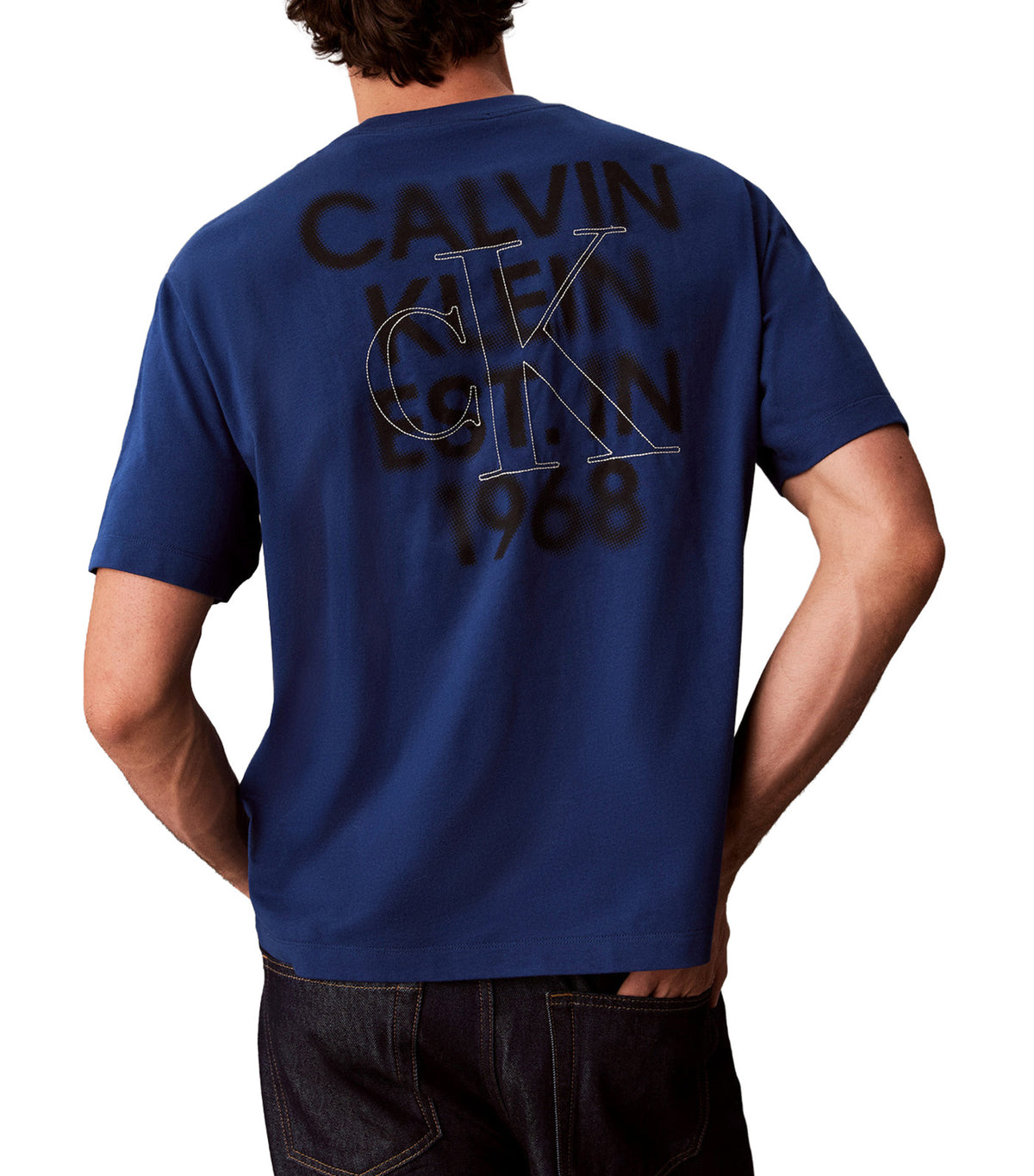 Oversized Overlay Back Graphic Tee Estate Blue