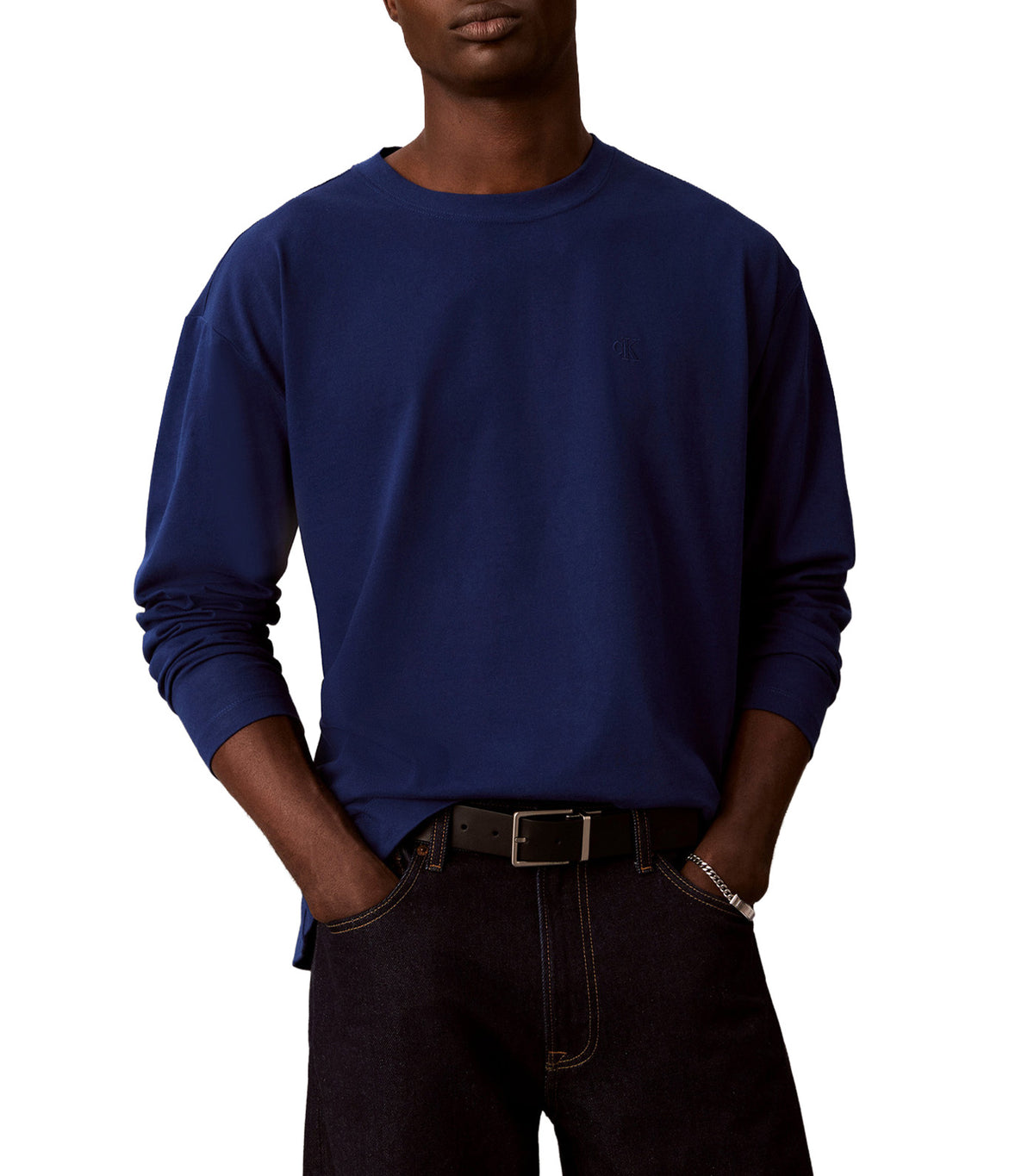 Long-Sleeve Oversized Monologo Tee Estate Blue