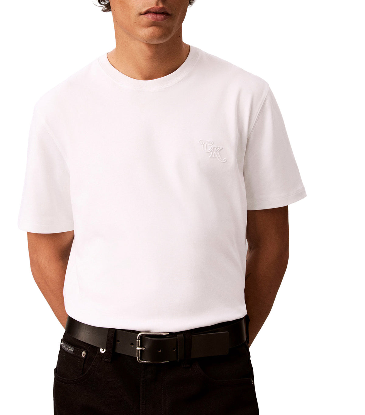 Sleek Interlock Block Script Tee Bright White