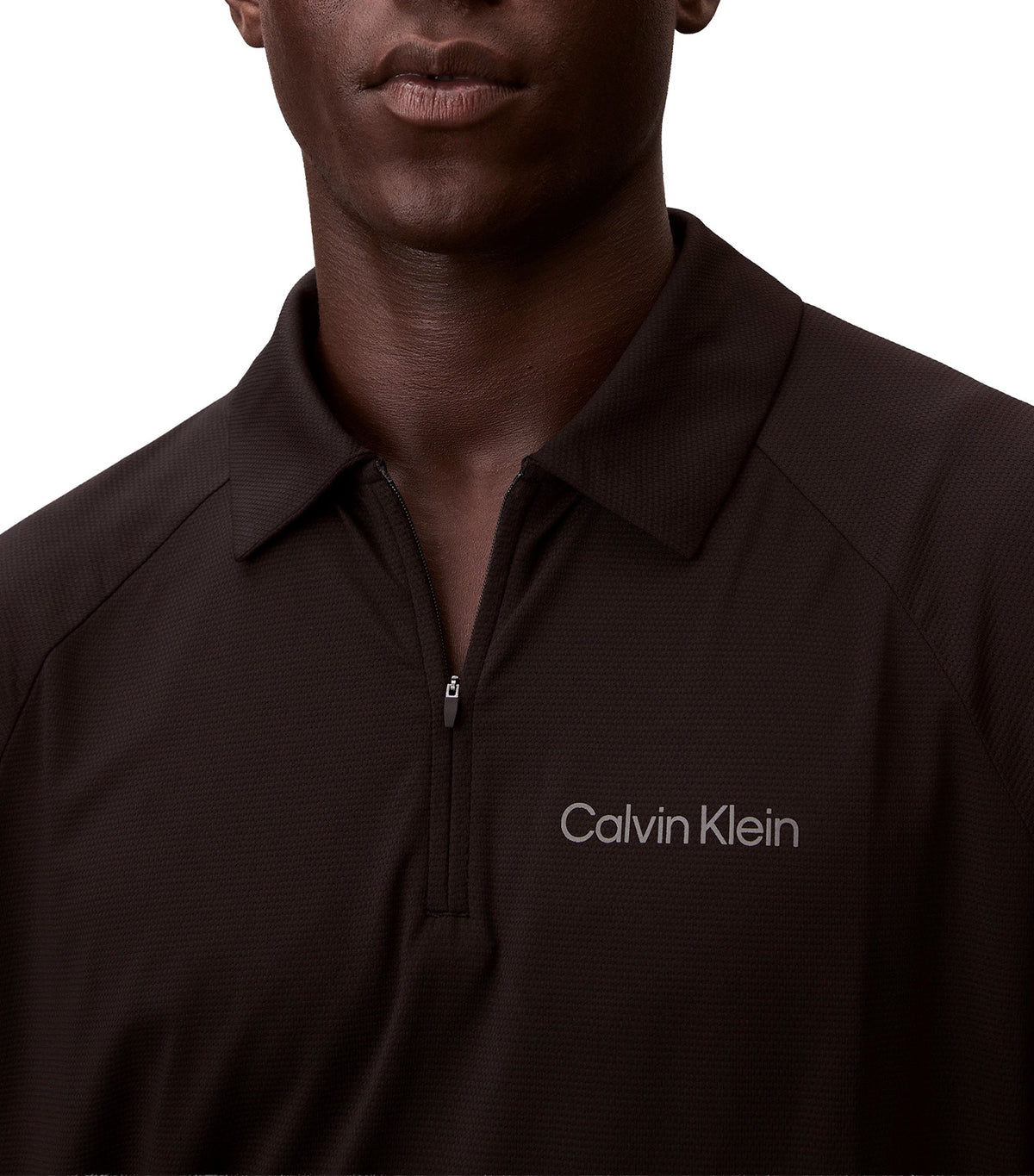 Pique Zip Polo Shirt Black
