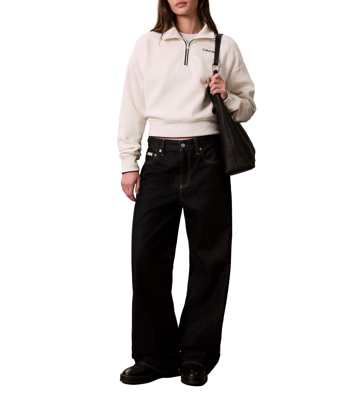Brushed French Terry 1/4 Zip Sweatshirt Tofu