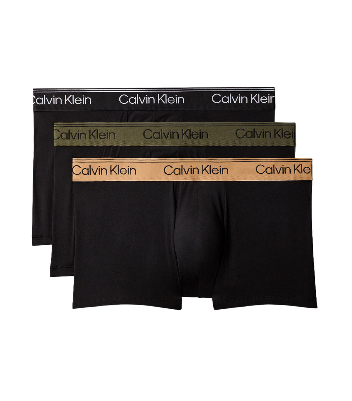 Low Rise Trunk 3-Pack Black with Bronze Flash/Black/Olive Night Waistbands