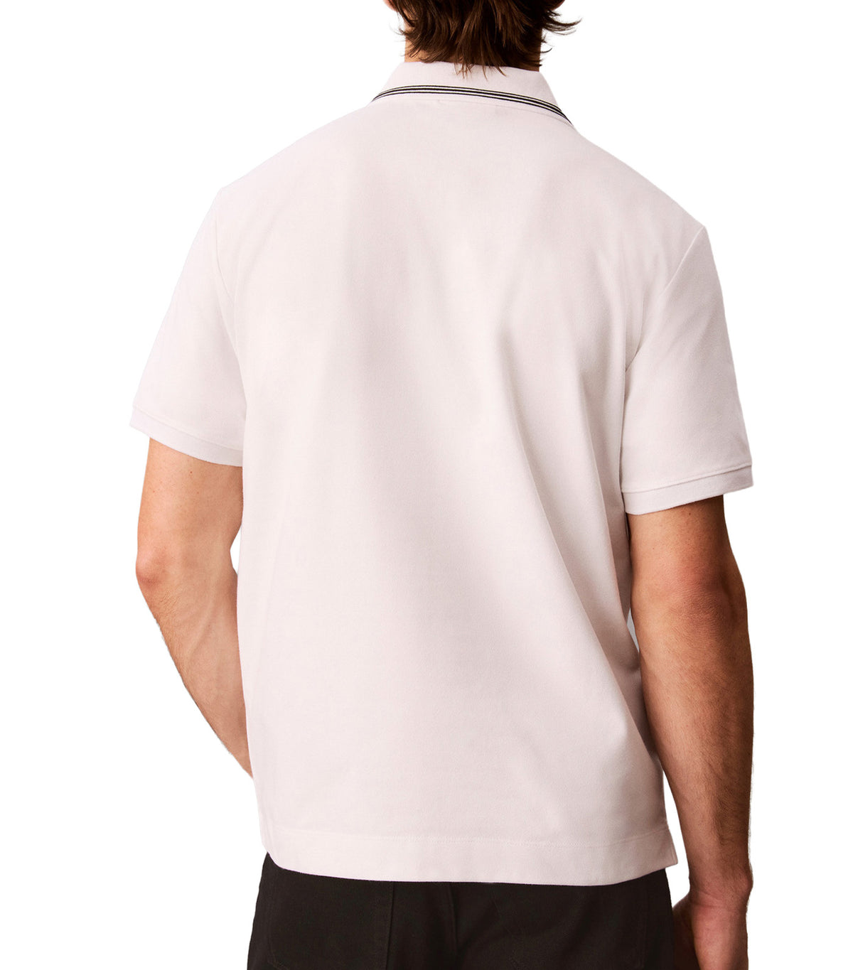 Open Collar Graphic Polo Bright White