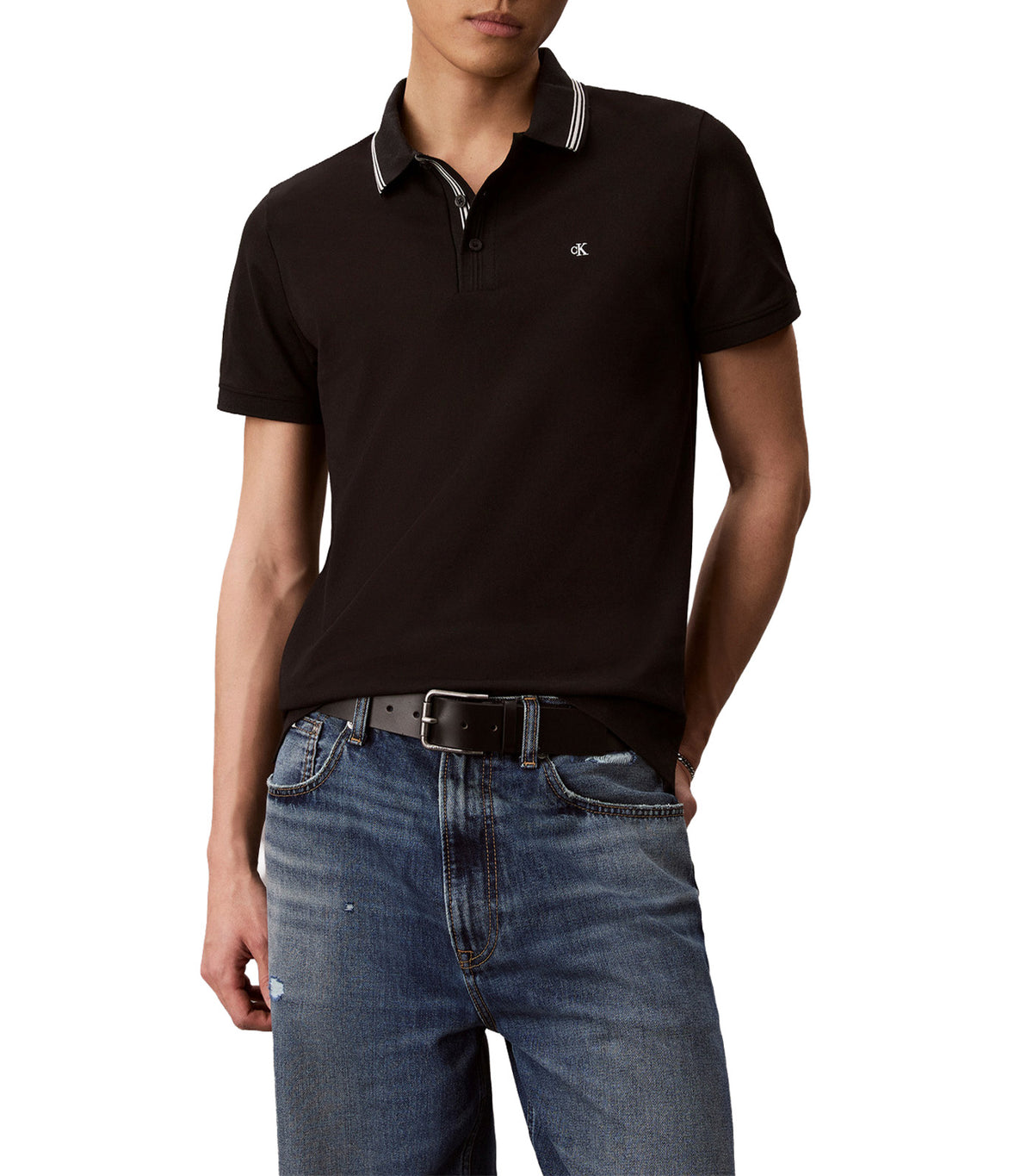 Slim Cooling Pique Tip Polo Black