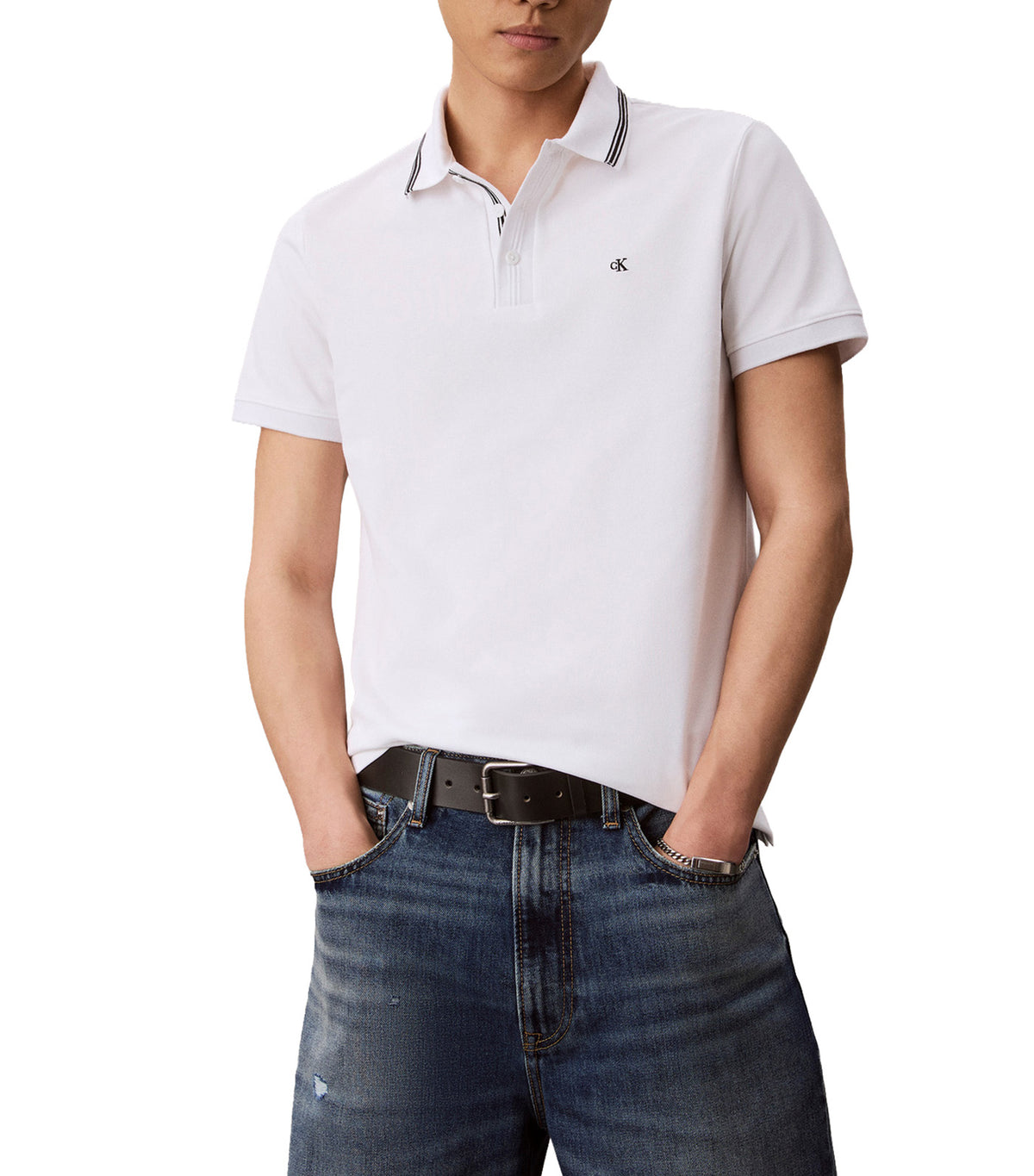 Slim Cooling Pique Tip Polo Bright White