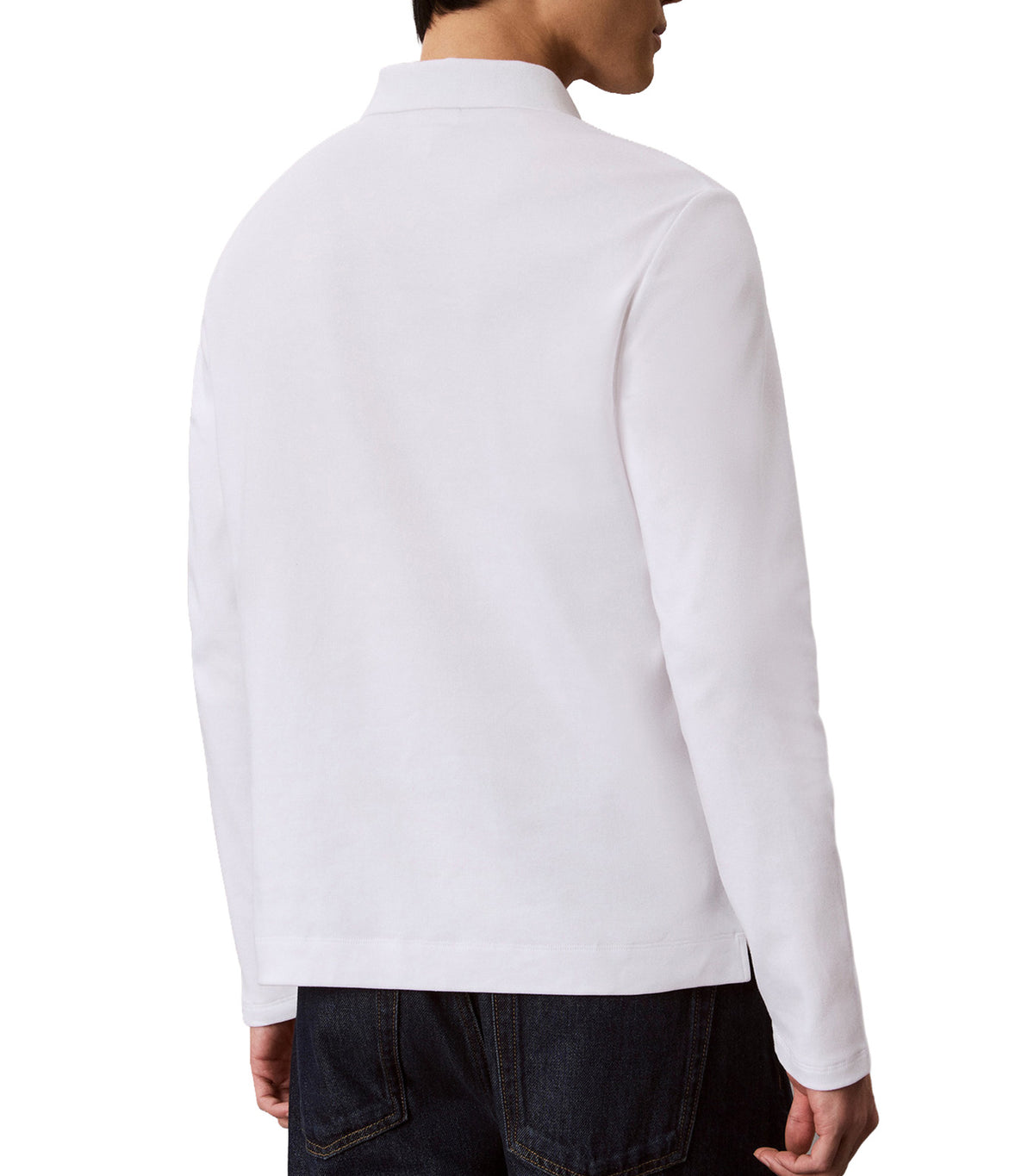 Long-Sleeve Slim Sleek Interlock Polo Bright White