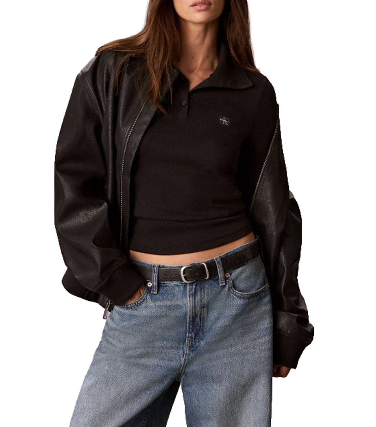 Woven Henley Turtleneck Black