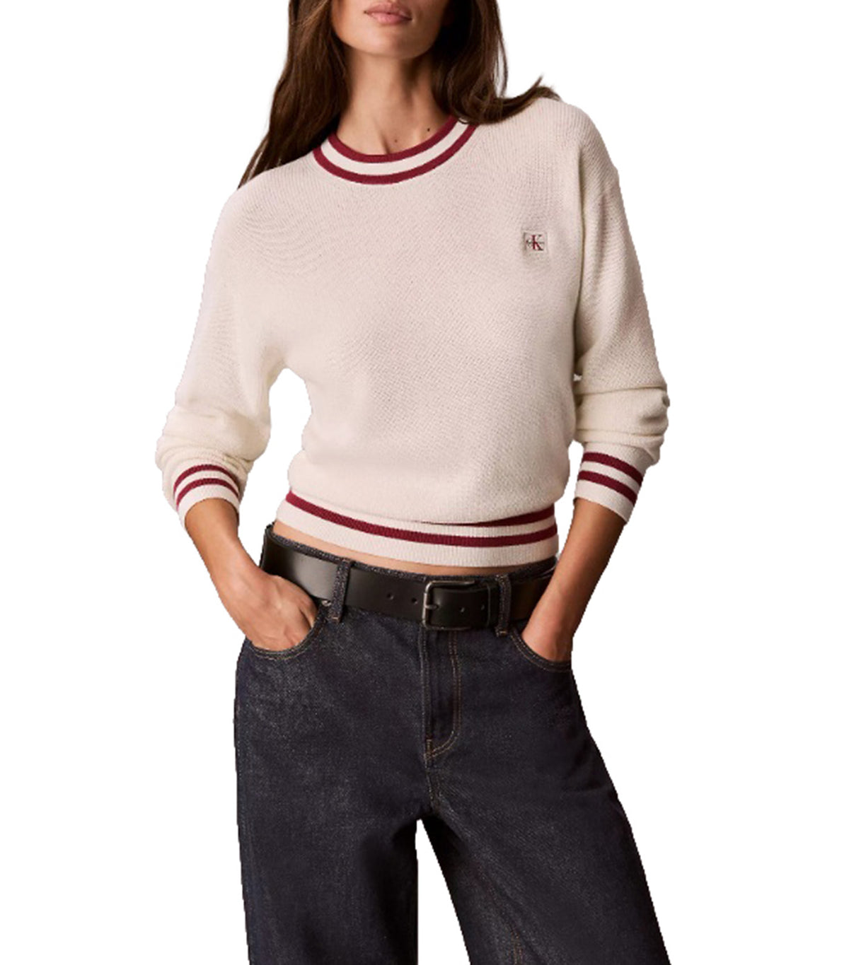 Woven Label Crewneck Sweater Tofu