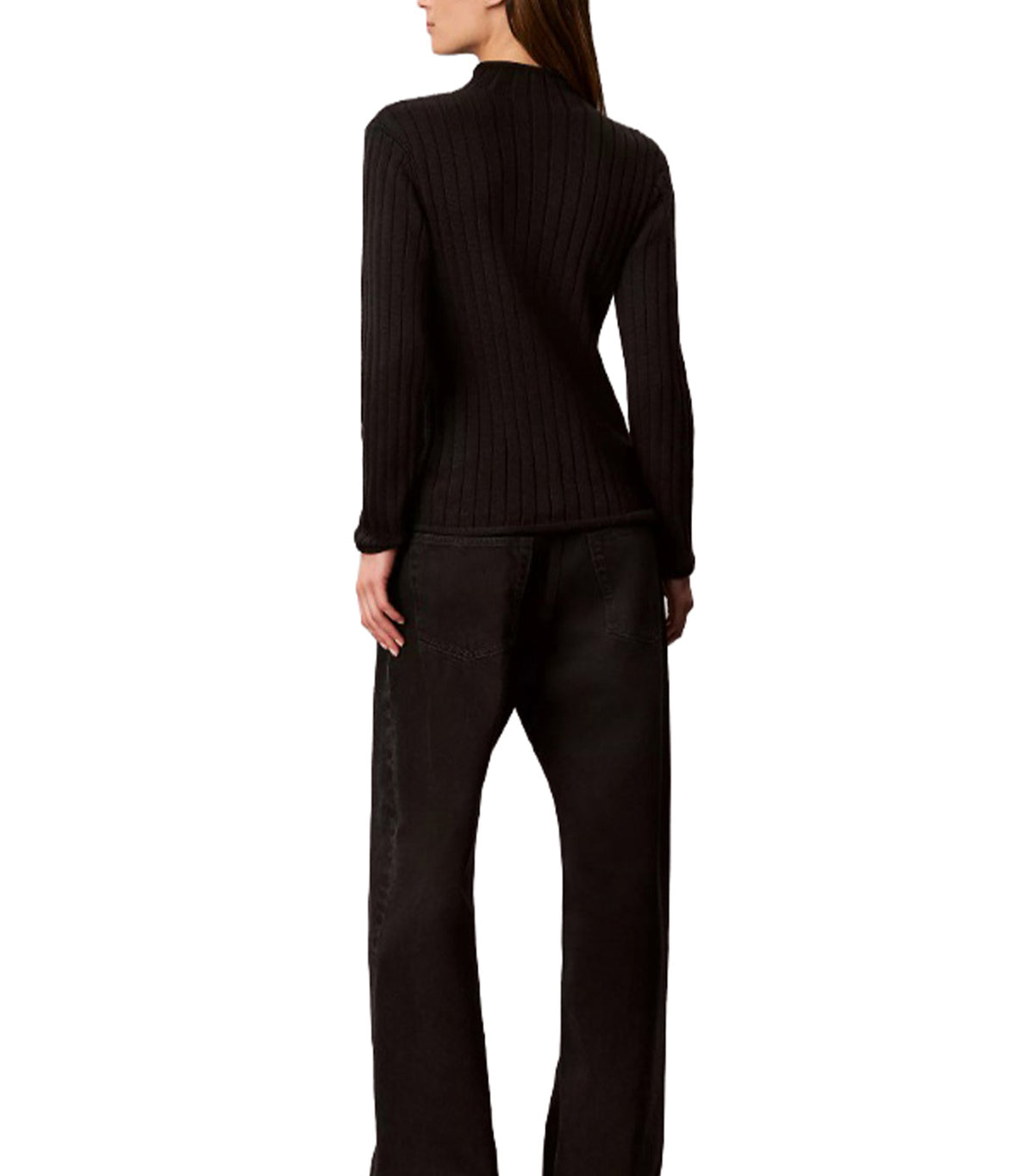 Woven Label Turtleneck Sweater Black