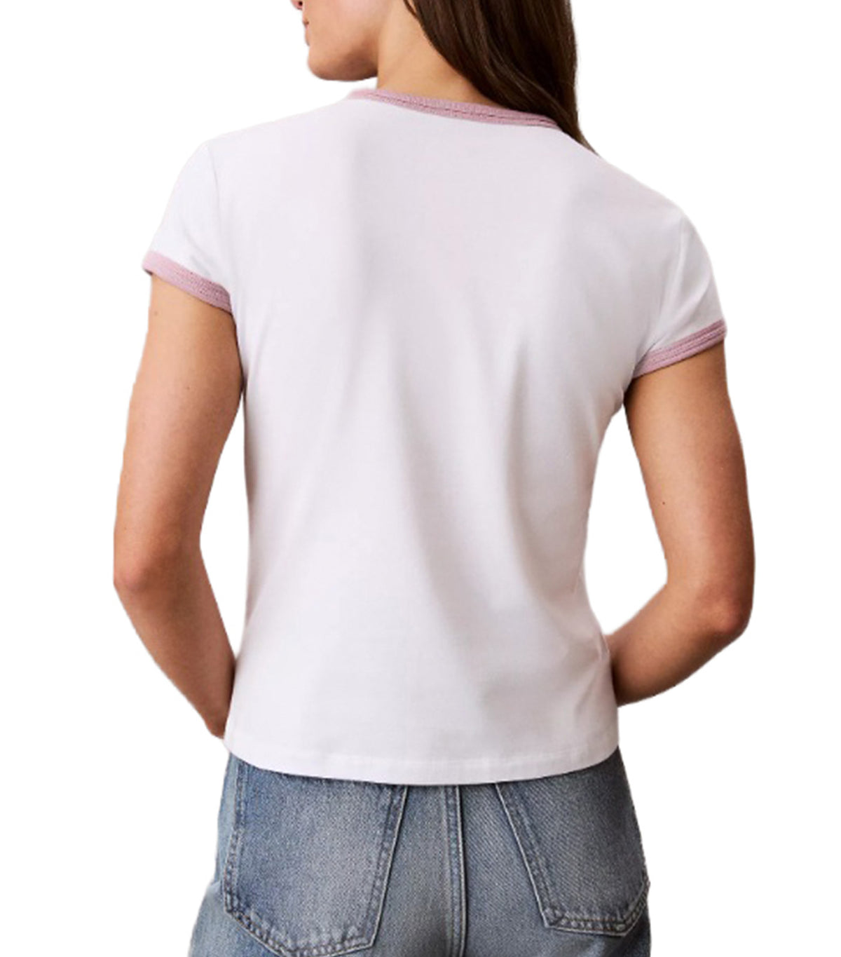 Slim Baby Varsity Logo Ringer Tee Bright White
