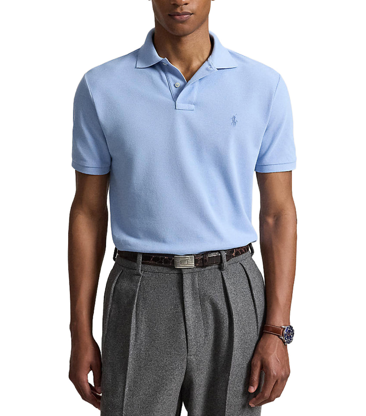 Men's The Iconic Mesh Polo Shirt Light Blue