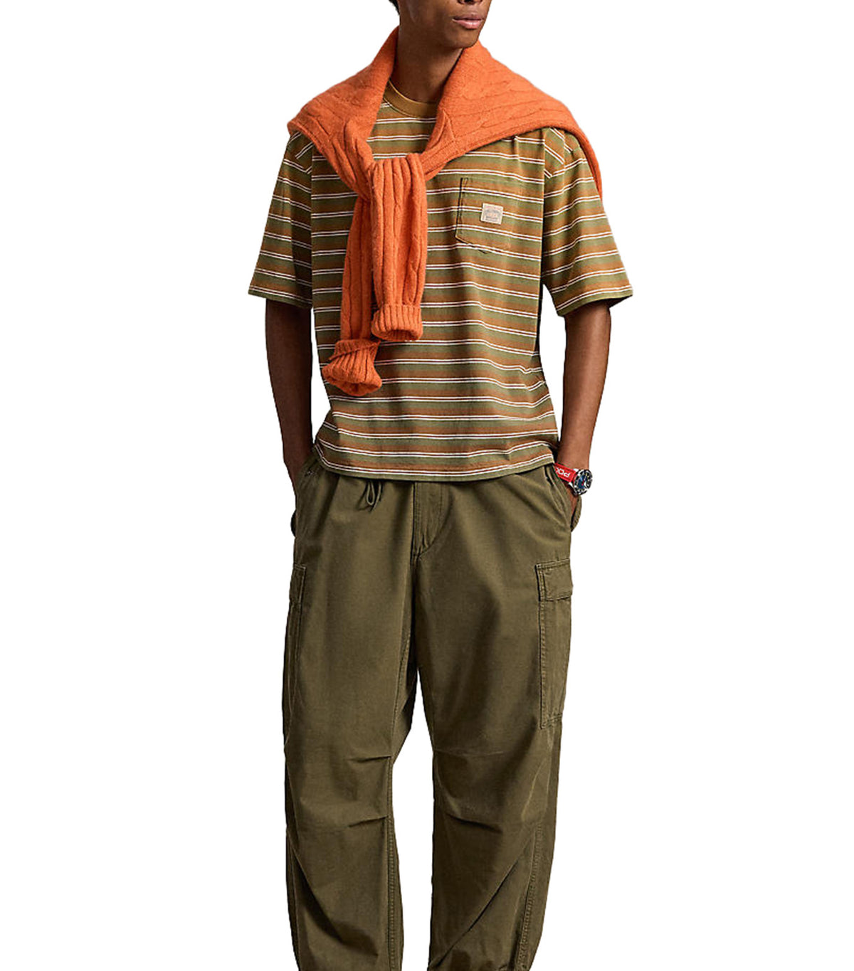 Men's Relaxed Fit Striped Jersey T-Shirt Brown