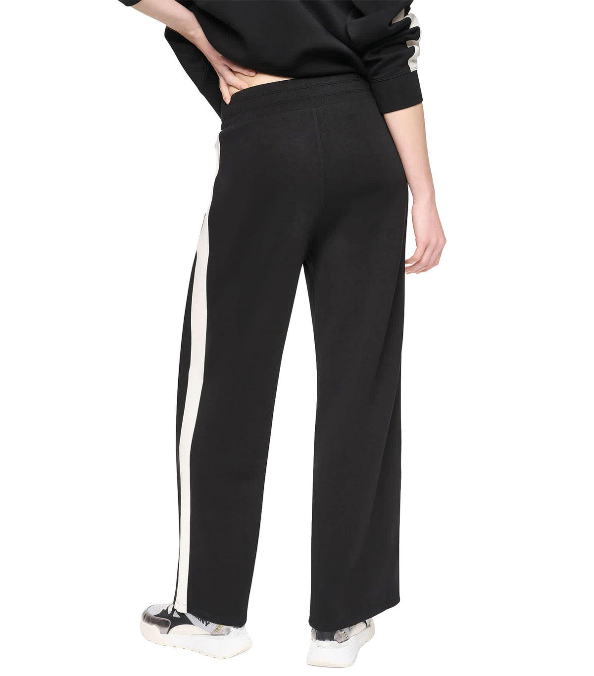 High Rise Modified Wide-Leg Pant With Side Stripe Black/Eggnog