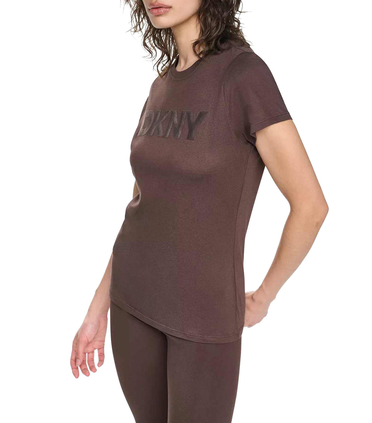 Sport Flocked Logo Crew Neck Tee Espresso
