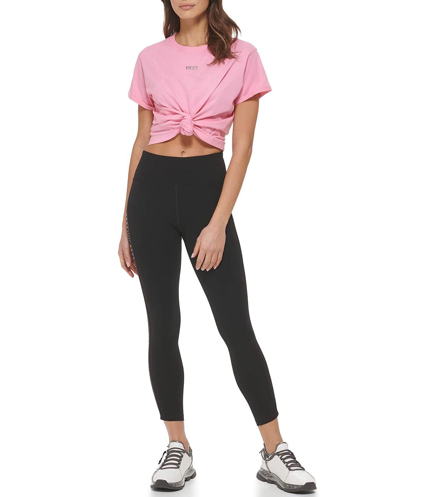 DKNY Sport High Waist 7/8 Leggings with Logo Taping Bubble Gum