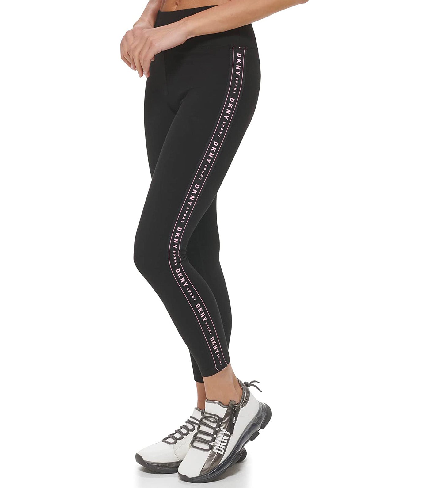 High Waist 7/8 Leggings with Logo Taping Bubble Gum
