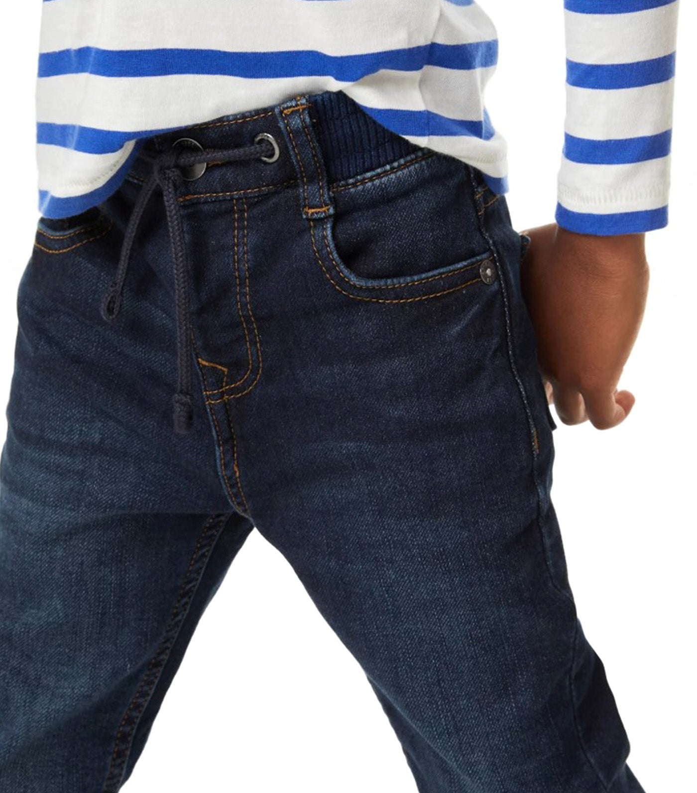 Regular Cotton Rich Elasticated Waist Jeans Dark