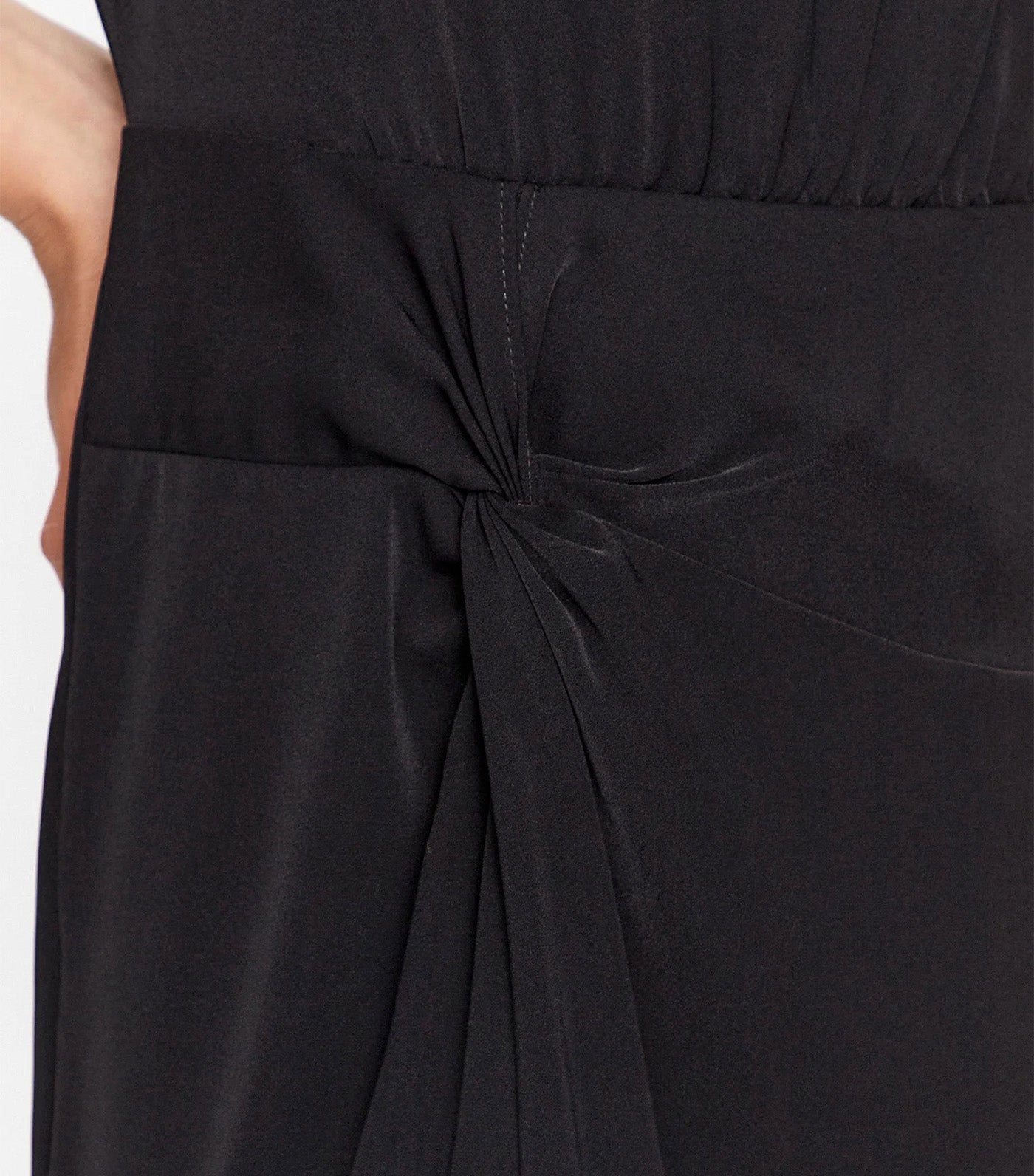 Sleeveless Drop Shoulder Twisted Waistline Skirt Black