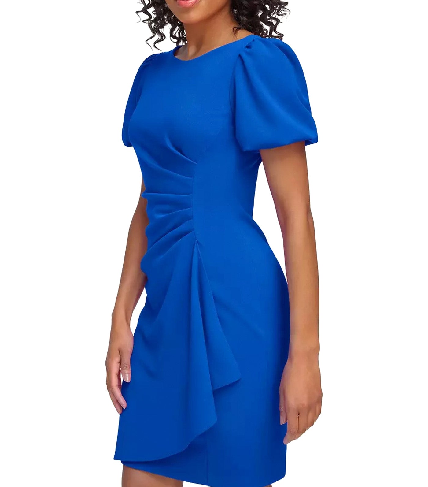 Bubble Sleeve Ruched Body Sheath Cobalt