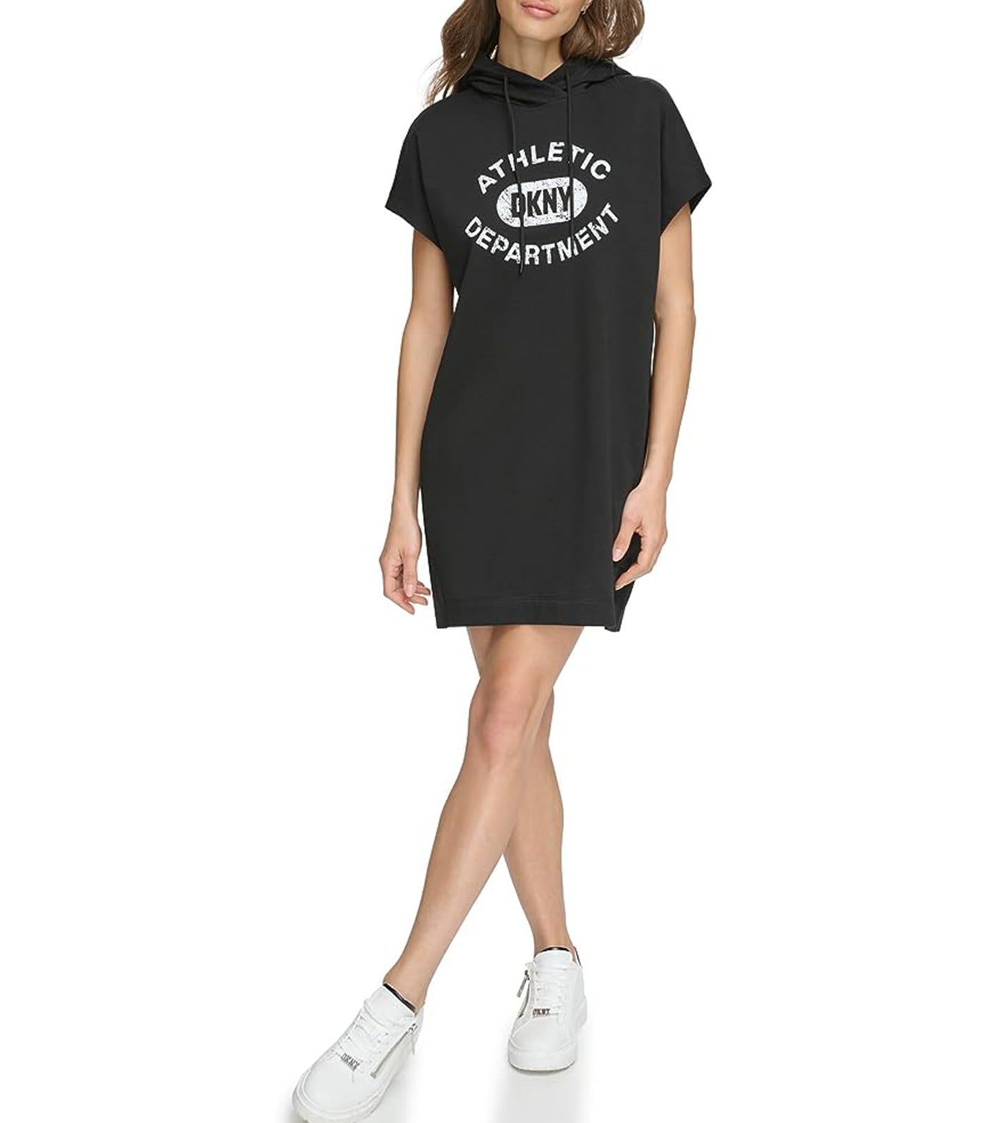 Distressed Varsity Logo Sneaker Dress Black