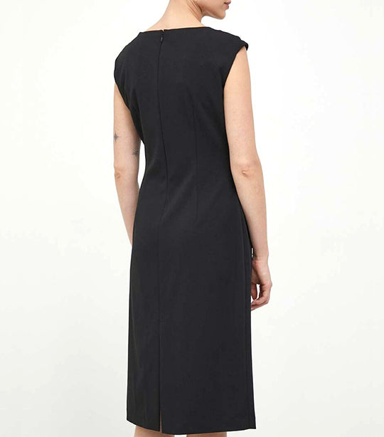 Asymmetrical Ruched Side Dress Black