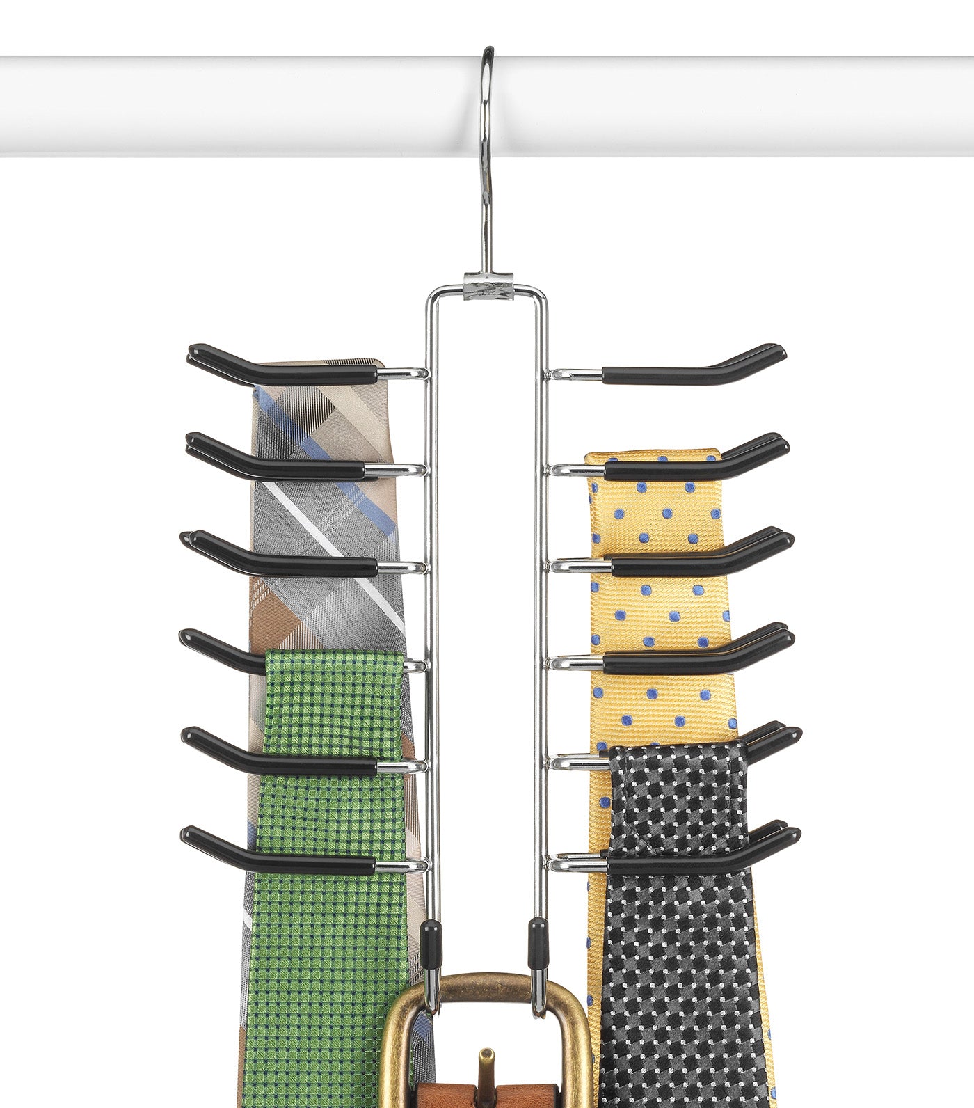 Swivel Tie Hanger with Belt Hooks Chrome